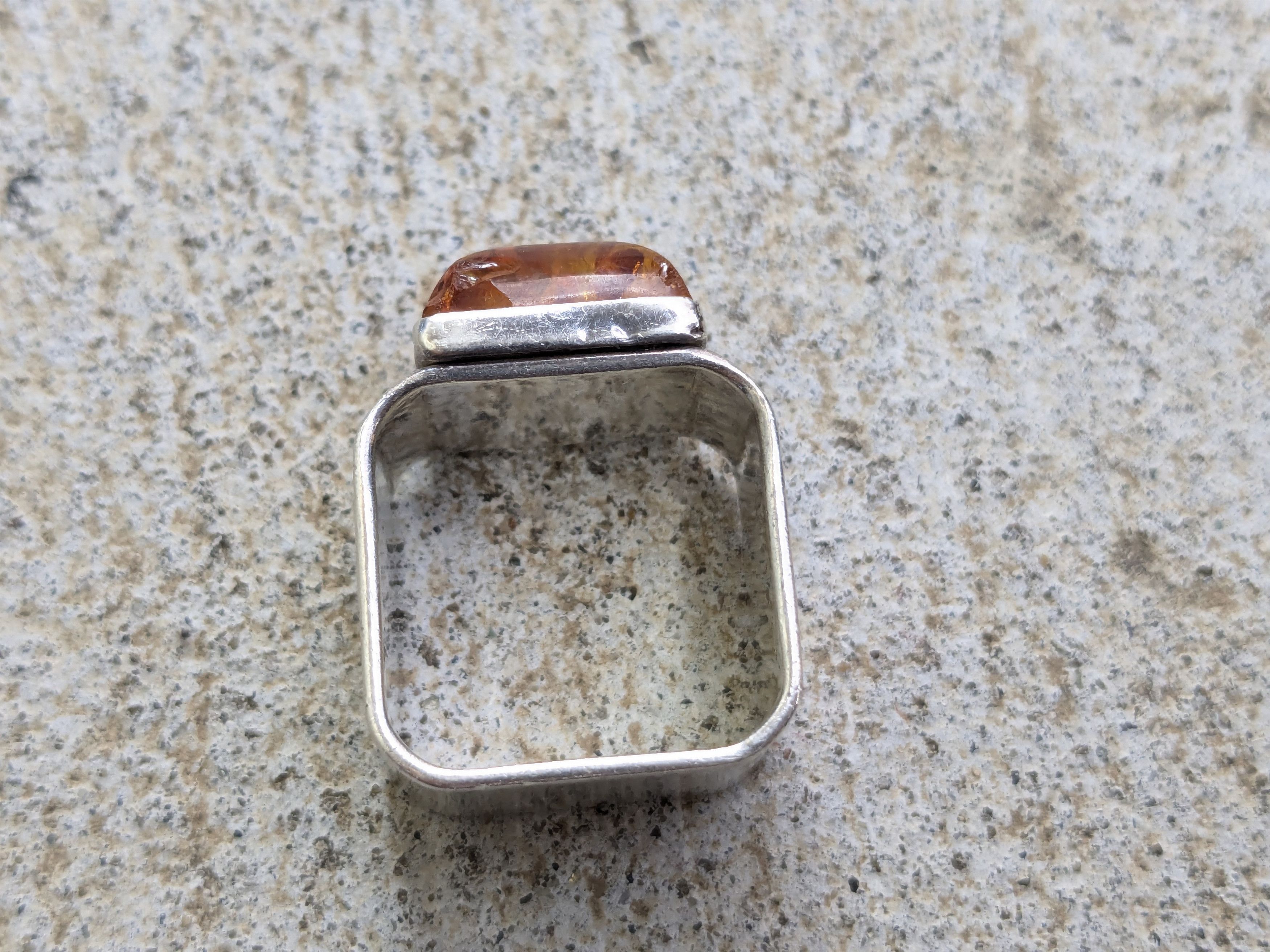 Vintage Vintage Sterling Silver Ring Size 9 Amber .925 Modern Size ONE SIZE - 11 Thumbnail