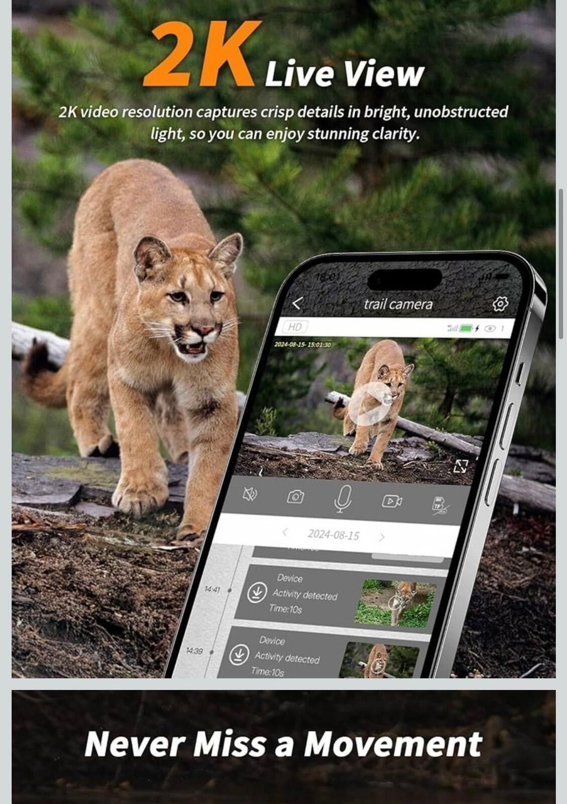 Other Trail Cam 2k HD Live View Cellular SIM 4G Game Camera Solar Size ONE SIZE - 3 Thumbnail