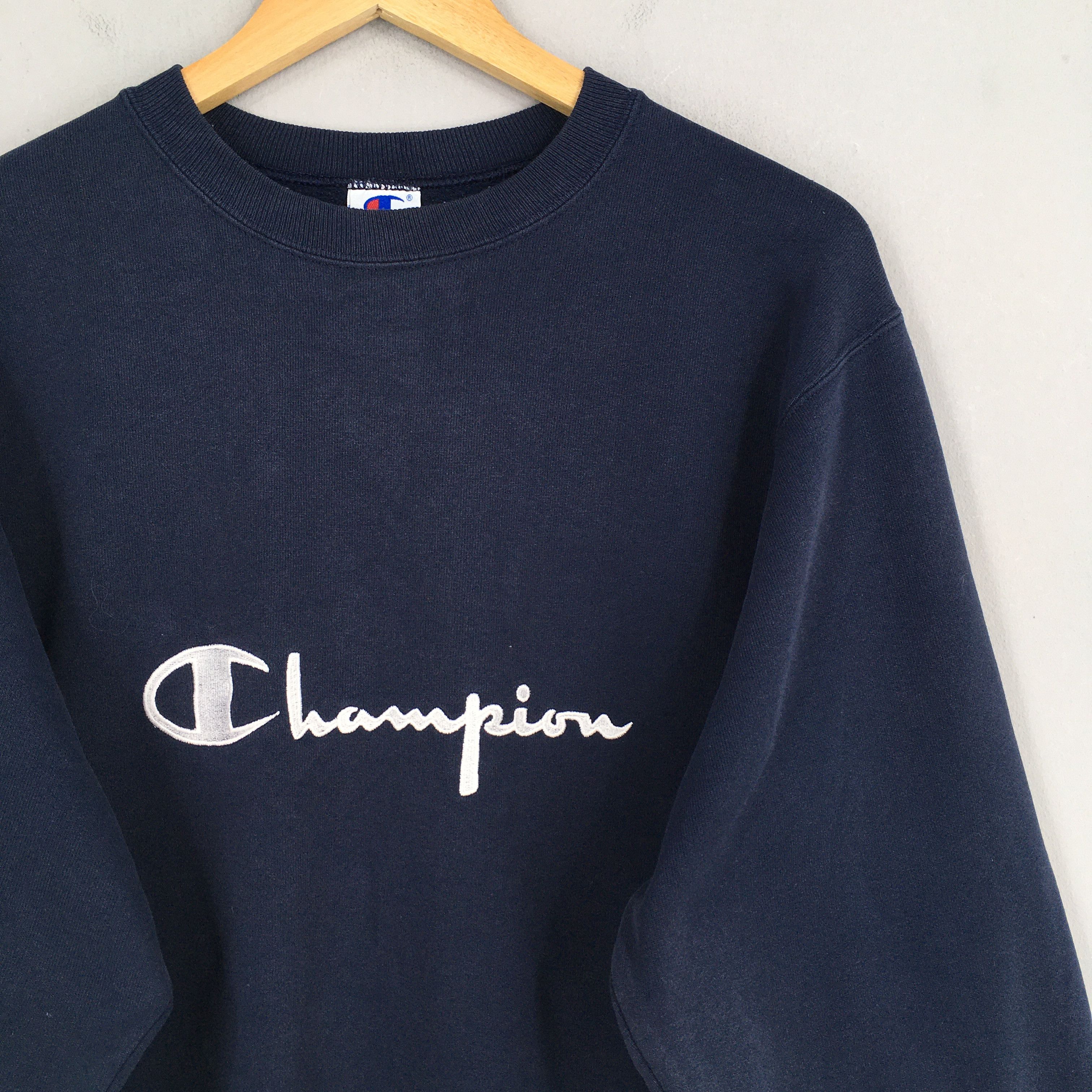 Champion Vintage Champion Script Logo Blue Sweatshirt Large Size US L / EU 52-54 / 3 - 2 Thumbnail