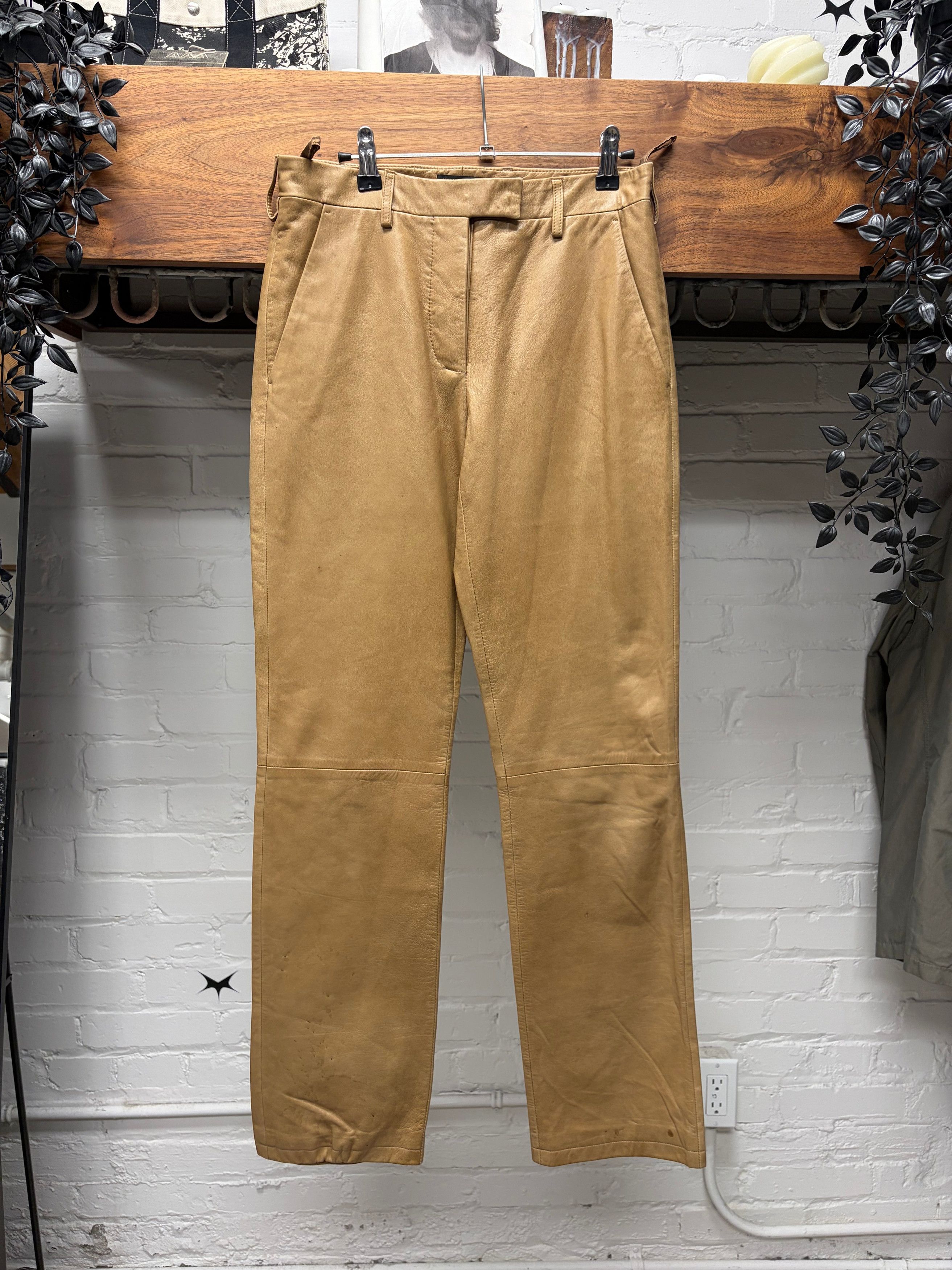 Helmut Lang Vintage Helmut Lang ‘Caramel Brown’ Lambskin Leather Pants Size US 30 / EU 46 - 1 Thumbnail