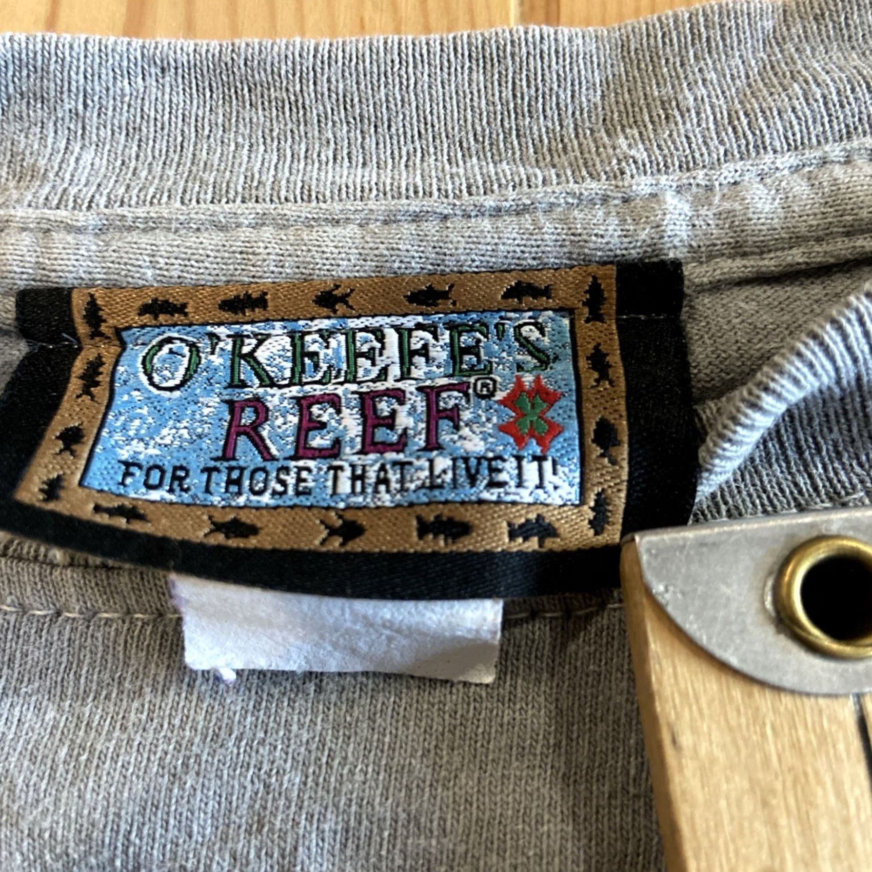 REEF VINTAGE O'Keefe's Reef Pocket T Shirt World Record Rainbow Trout Fishing Crew Neck Long Sleeve Men S Yellow Cotton Graphic Print Size US S / EU 44-46 / 1 - 2 Thumbnail