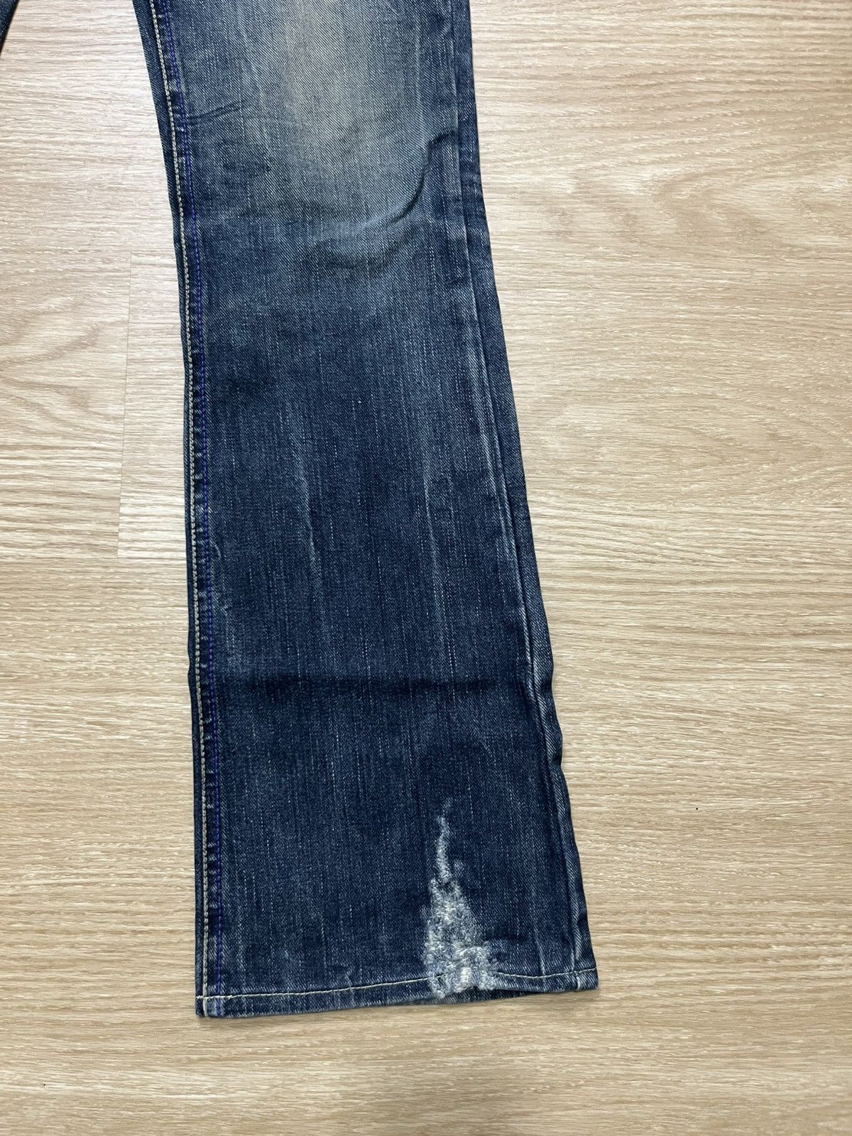 MIDAS Distressed Faded Dark Blue Flare Jeans