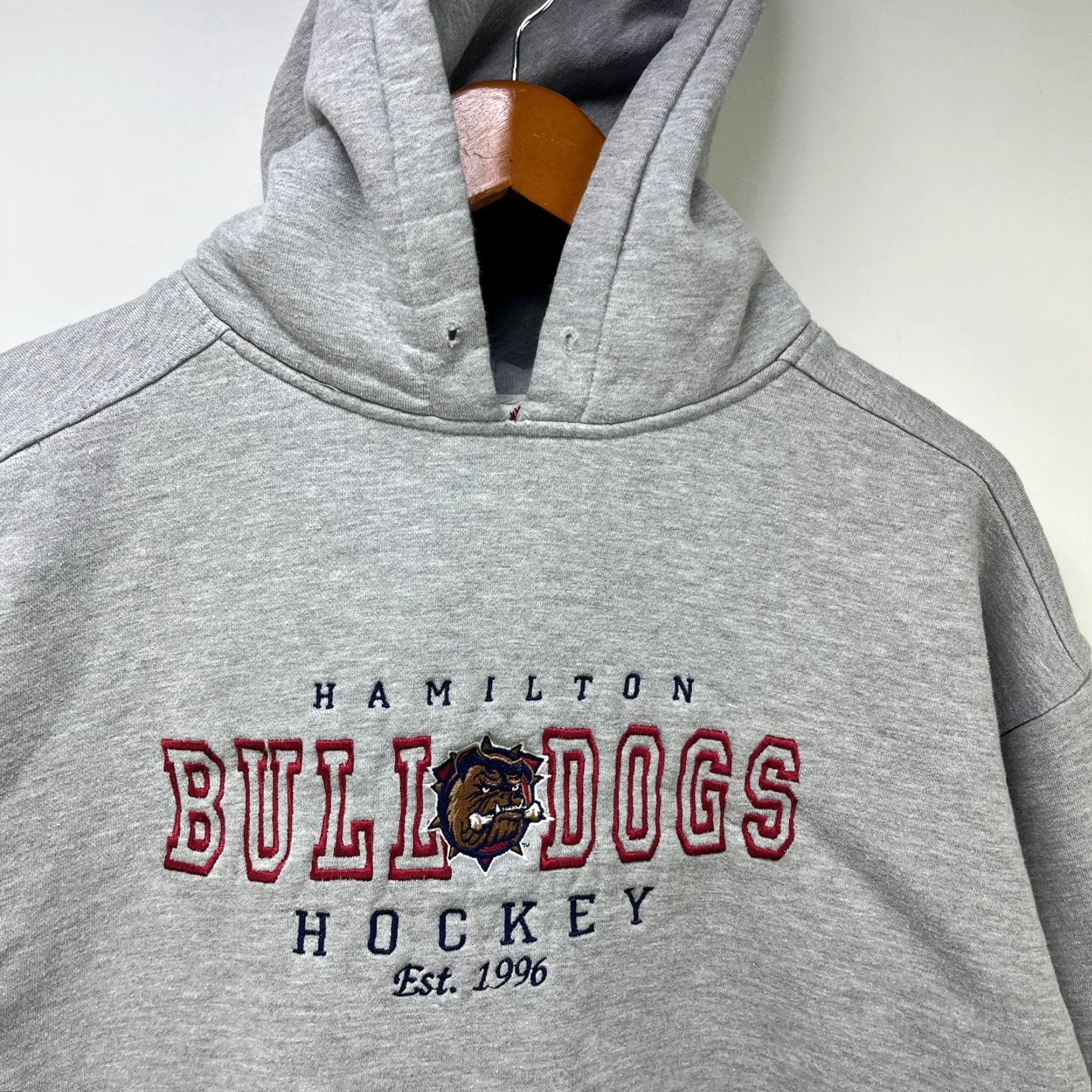 Hamilton VINTAGE Hamilton Bulldogs Hoodie XL Mens Gray 90s Pullover Size US XL / EU 56 / 4 - 2 Thumbnail