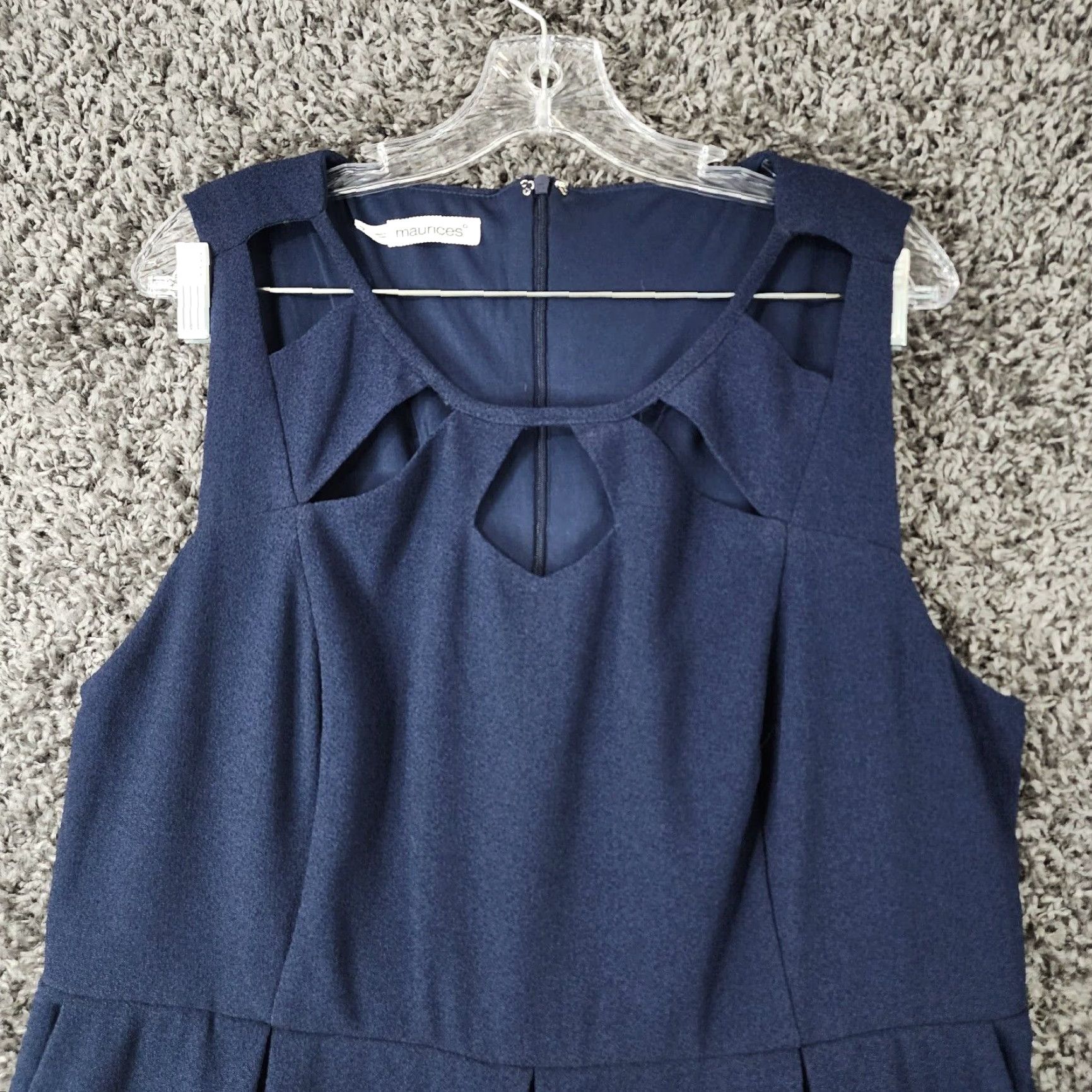 Vintage VINTAGE Maurices Women's Dress Sleeveless A-Line Knee Length Plus Size 2 Navy Blue Summer Size XS / US 0-2 / IT 36-38 - 2 Thumbnail