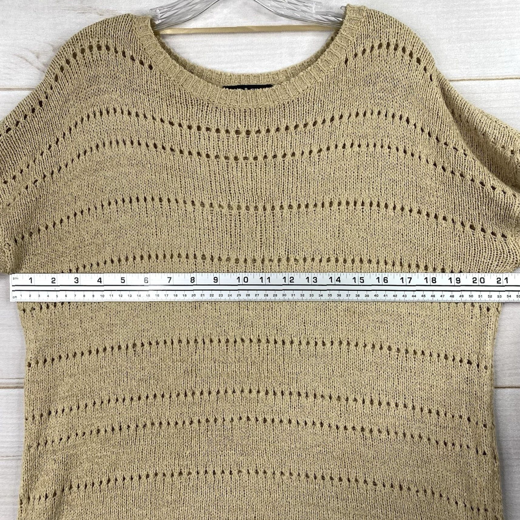 Vintage Cable & Gauge Sweater Main Point Open Knit Pullover Womens Sz L Tan Brown Crew Neck Dolman Sleeve Knit Open-Knit Geometric All Seasons Casual Womens L Size L / US 10 / IT 46 - 5 Thumbnail