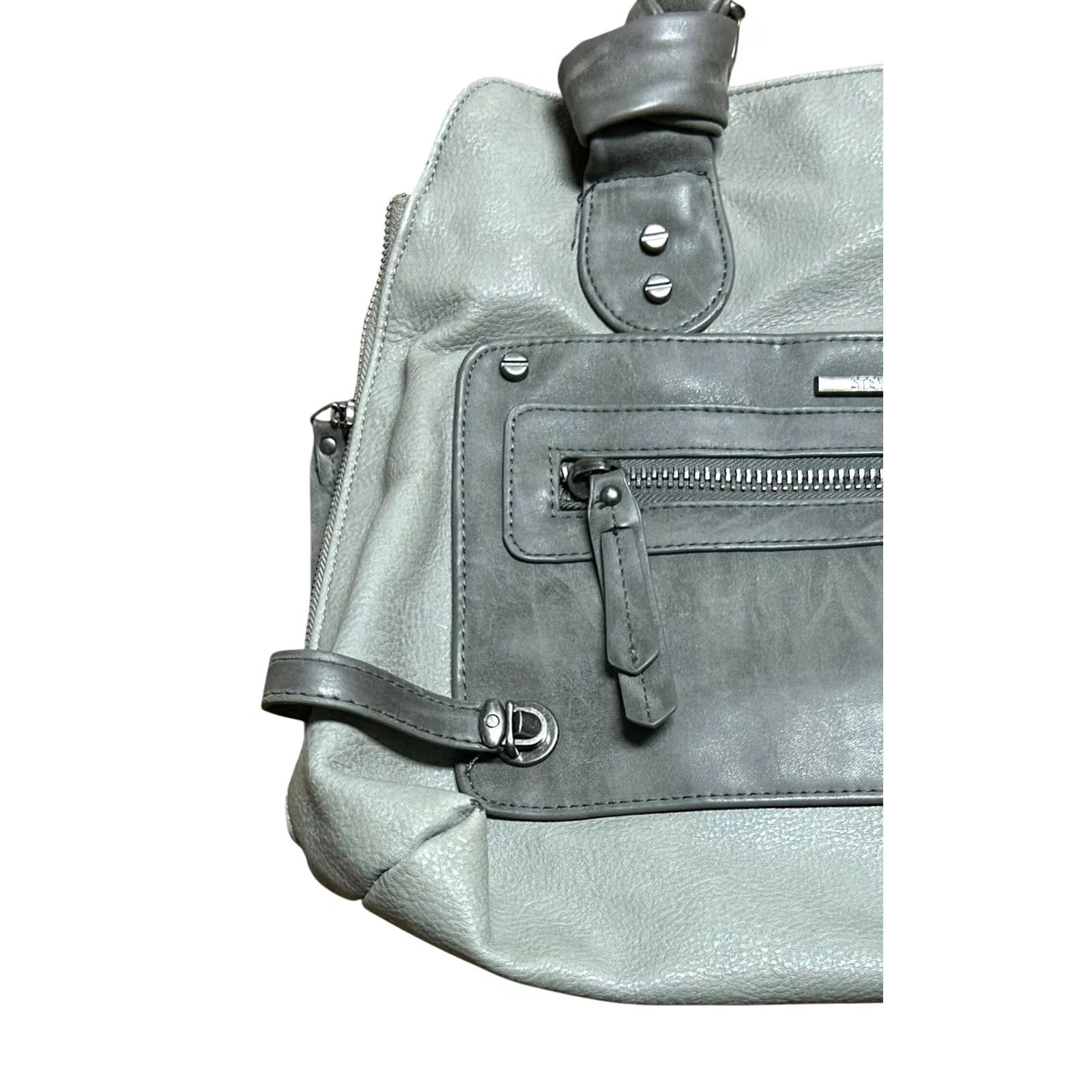 Steve Madden Steve Madden Women's Gray Leather Large Purse Shoulder Handbag Tote Tassel Read Size ONE SIZE - 2 Thumbnail