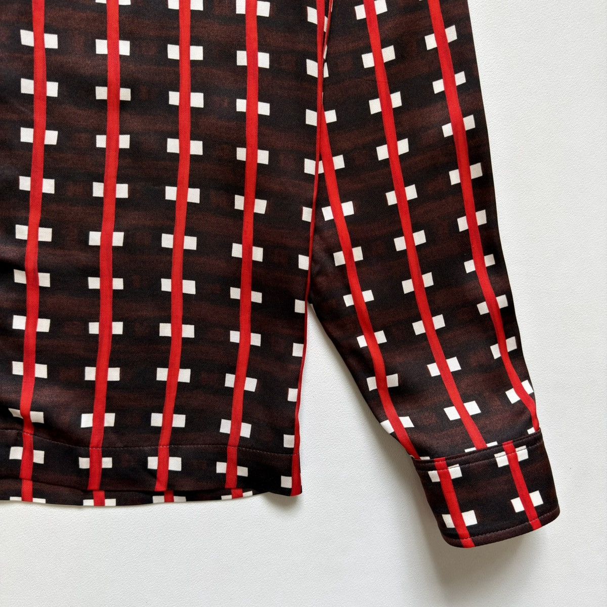 Wales Bonner ‘Relief’ Brown + Red Patterned Zip Shirt Size US M / EU 48-50 / 2 - 8 Thumbnail