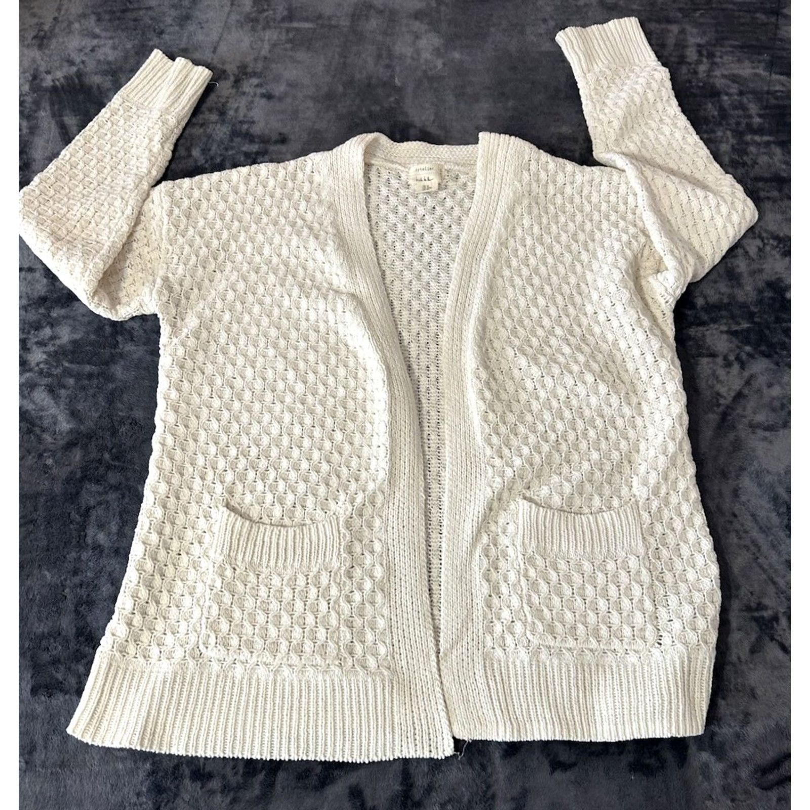 Nicole Miller Nicole Miller Open Front Cardigan Women M Cream Pockets Knit Wool Blend Cardigan, Solid, Long Sleeve, Open Front, Vintage? No Size M / US 6-8 / IT 42-44 - 5 Thumbnail