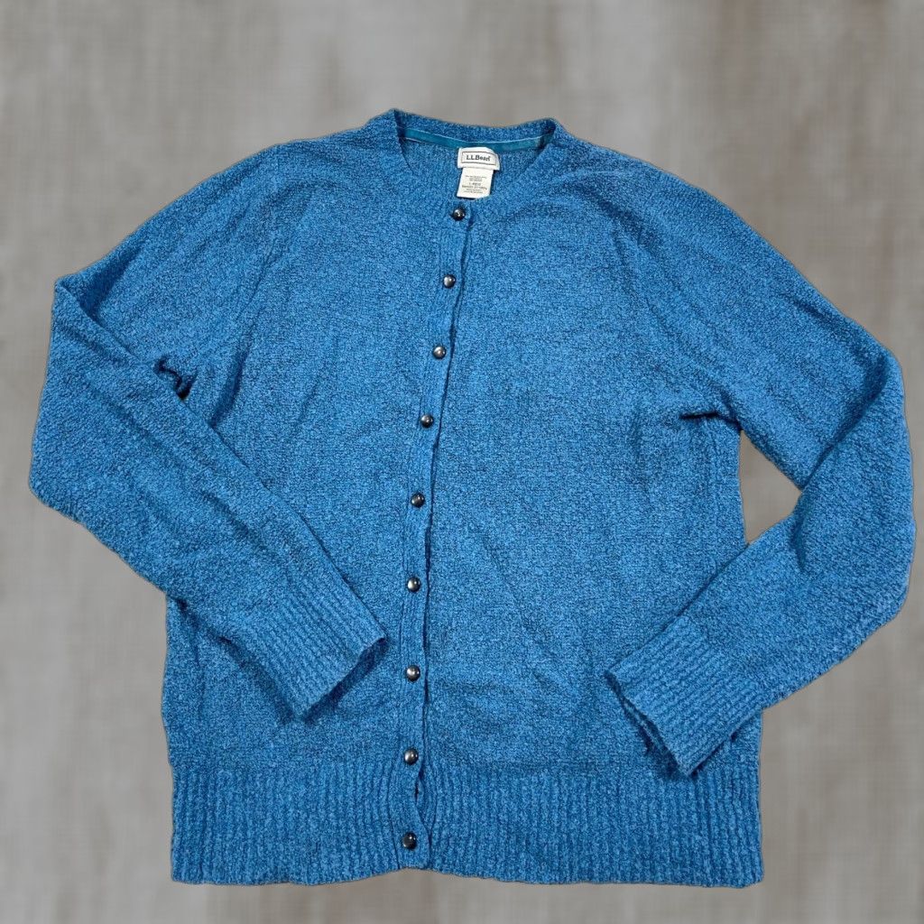 Vintage VINTAGE L.L. Bean Cardigan Sweater Women Large Blue Wool Blend Lightweight Crewneck Knitted Knit 90s Bohemian Retro Holiday Christmas Gift? Size L / US 10 / IT 46 - 1 Thumbnail