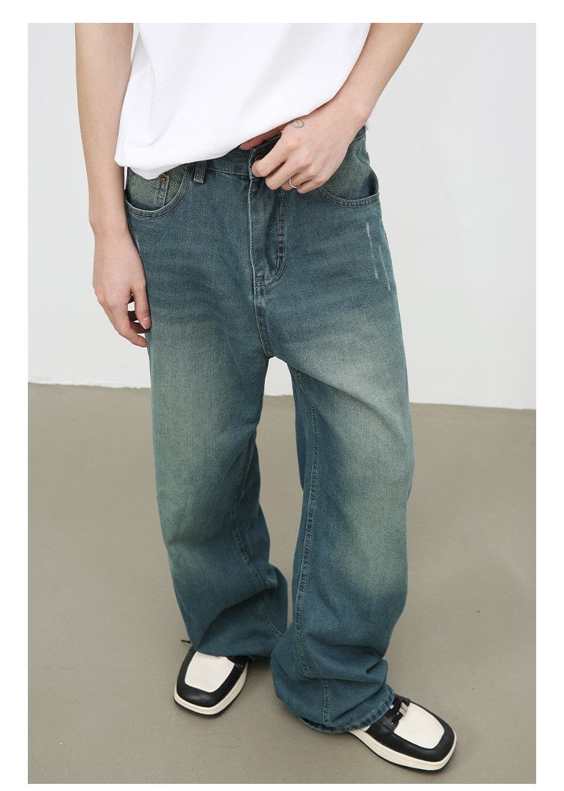 Japanese Brand × Jean Retro washed distressed loose straight all-match jeans men Size US 32 / EU 48 - 5 Thumbnail