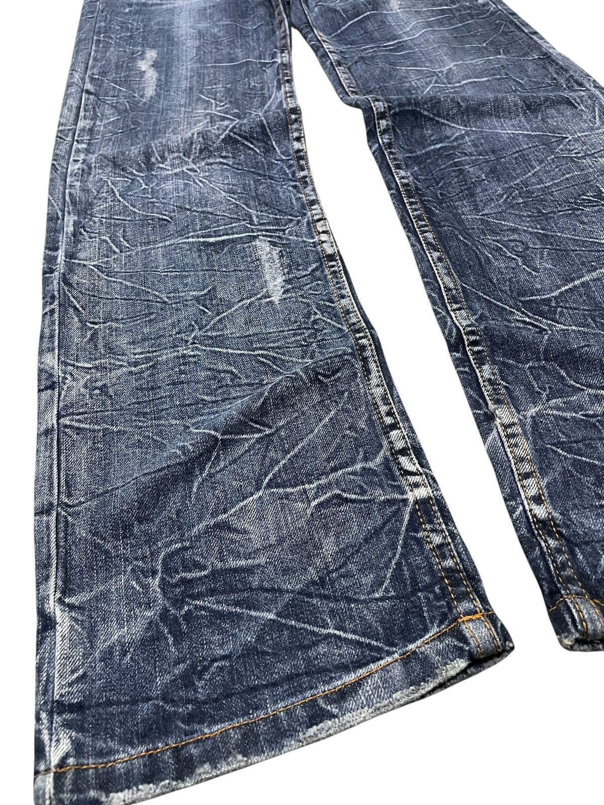 Hysteric Glamour × Japanese Brand Nylaus Japan Cracked Shadow Wash Double Waist Jeans Size US 30 / EU 46 - 7 Thumbnail