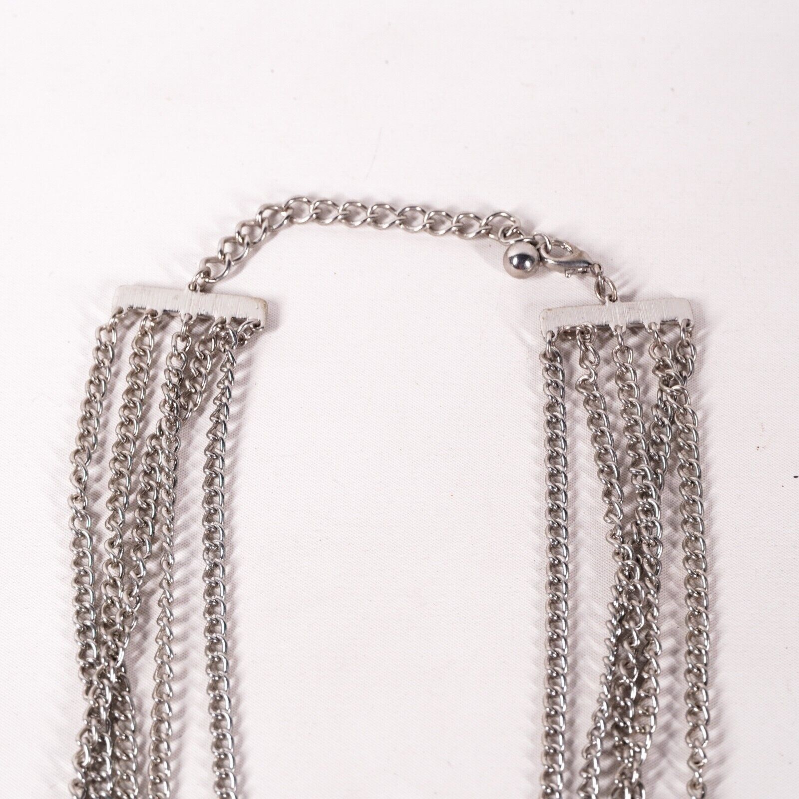 Other Metal Silver Chain Black Leather 17" Necklace Choker Jewelry Size ONE SIZE - 3 Thumbnail