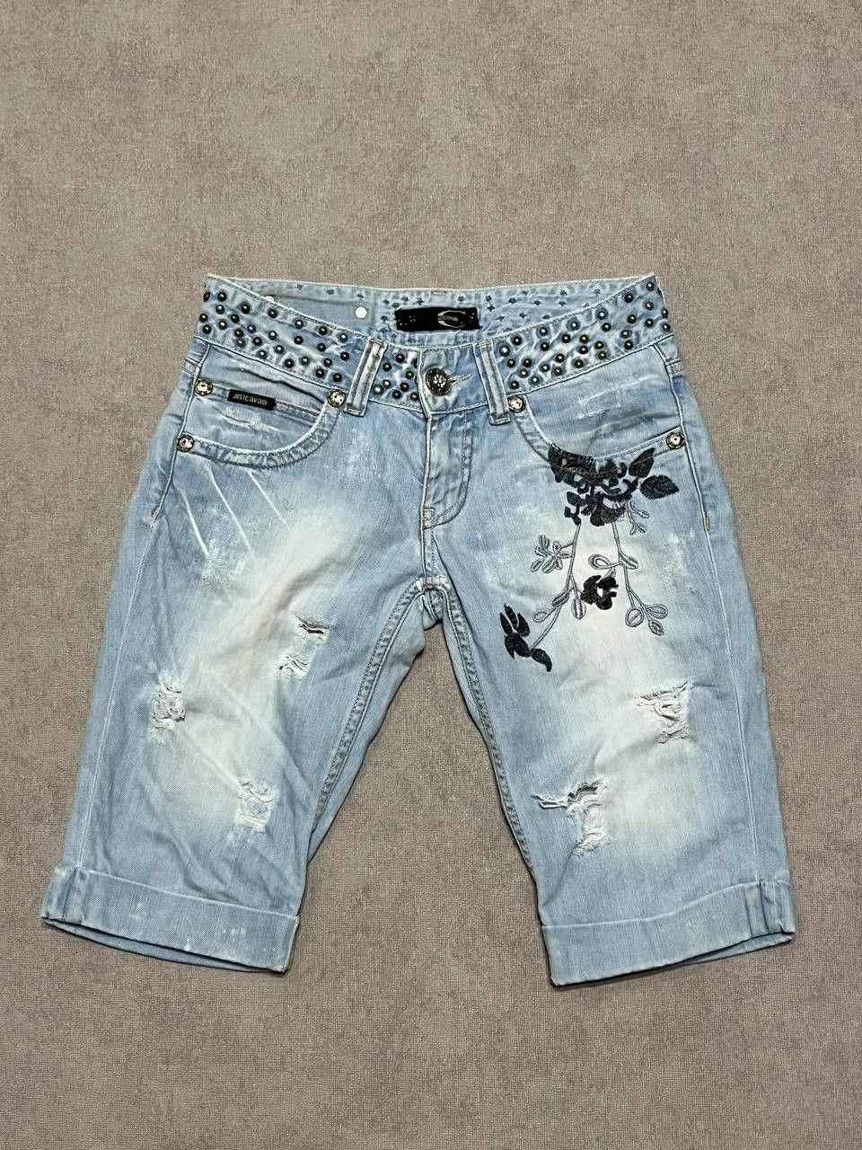 Just Cavalli Roberto Just Cavalli Women`s Short Denim Logo Print Size 26" / US 2 / IT 38 - 1 Thumbnail
