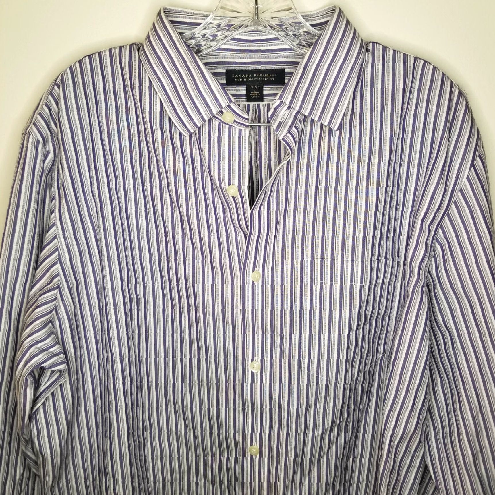 Banana Republic BANANA REPUBLIC Men's Purple White Striped Long Sleeve Button-Up Shirt Size L Size US L / EU 52-54 / 3 - 2 Thumbnail