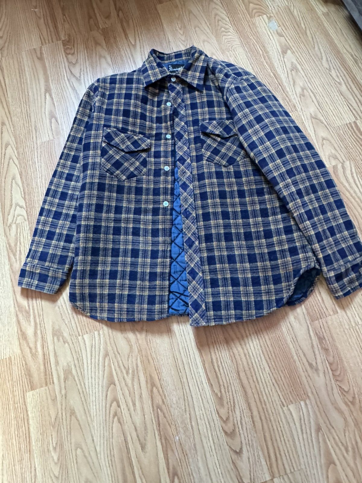 Designer × Vintage REMINGTON - Blue and Orange Padded Button Up Shirt *VINTAGE* Size US M / EU 48-50 / 2 - 1 Thumbnail