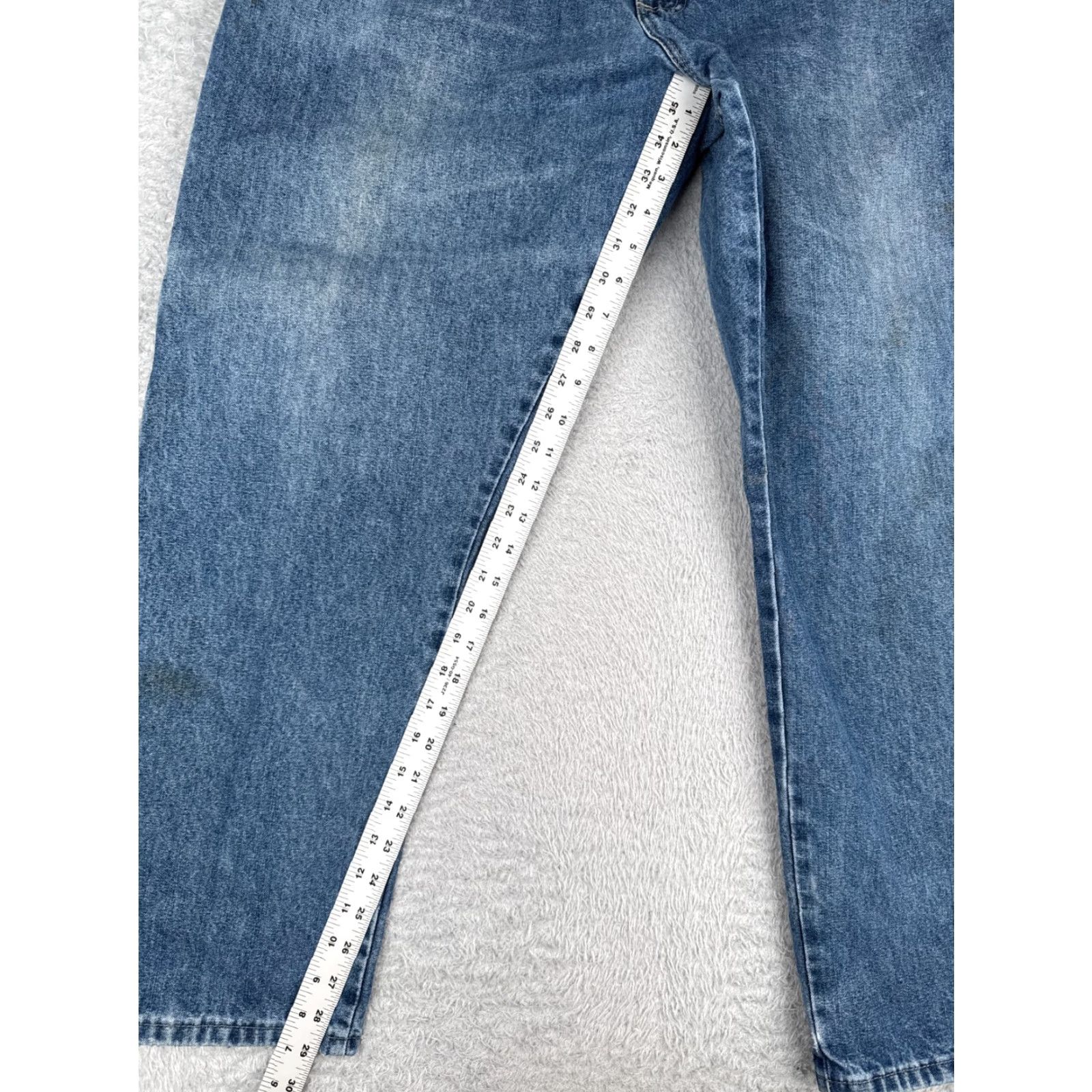 Wrangler Wrangler Jeans Mens 38x30 Blue Denim Straight Leg Carpenter Triple Stitched Work Jeans Size US 38 / EU 54 - 7 Thumbnail