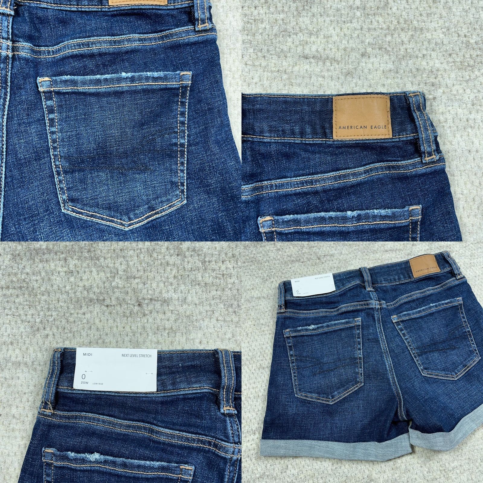 American Eagle Outfitters VINTAGE? No. Actually: American Eagle Shorts Women 0 Midi Cut Off Cuffed Dark Wash Faded Stretch 25W Size 25" / US 0 / IT 36 - 10 Thumbnail