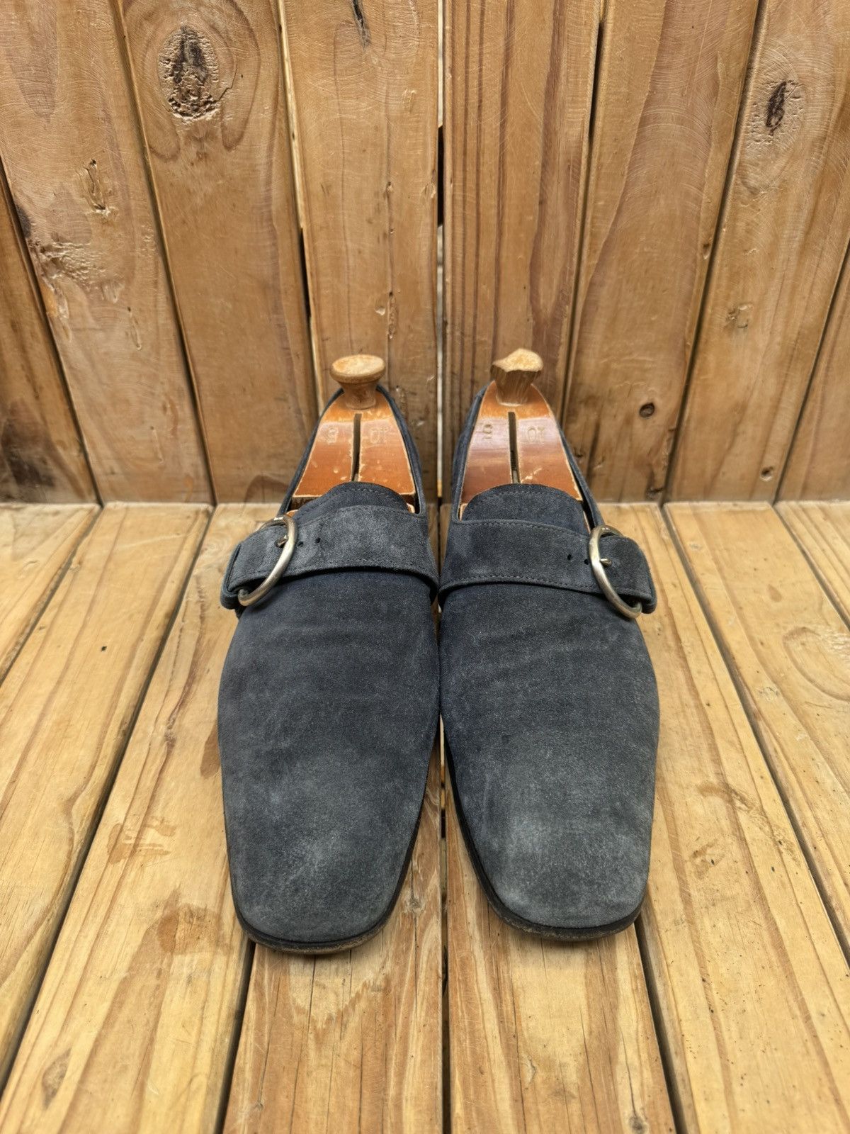 Prada Prada buckled blue suede Leather Men's Dress Shoes UK 9 Size US 10 / EU 43 - 2 Thumbnail