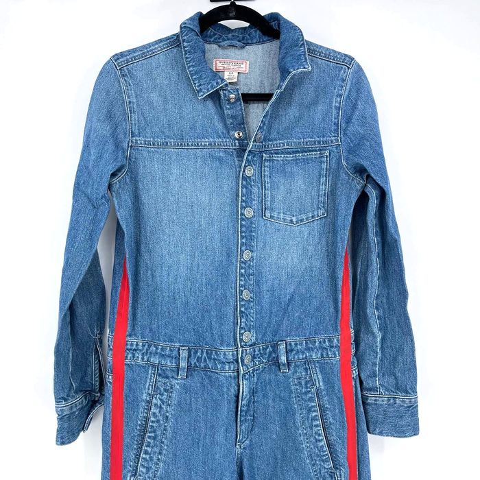 Guess Guess Denim Boilersuit Overall Jumpsuit Utility Red Stripe Grailed