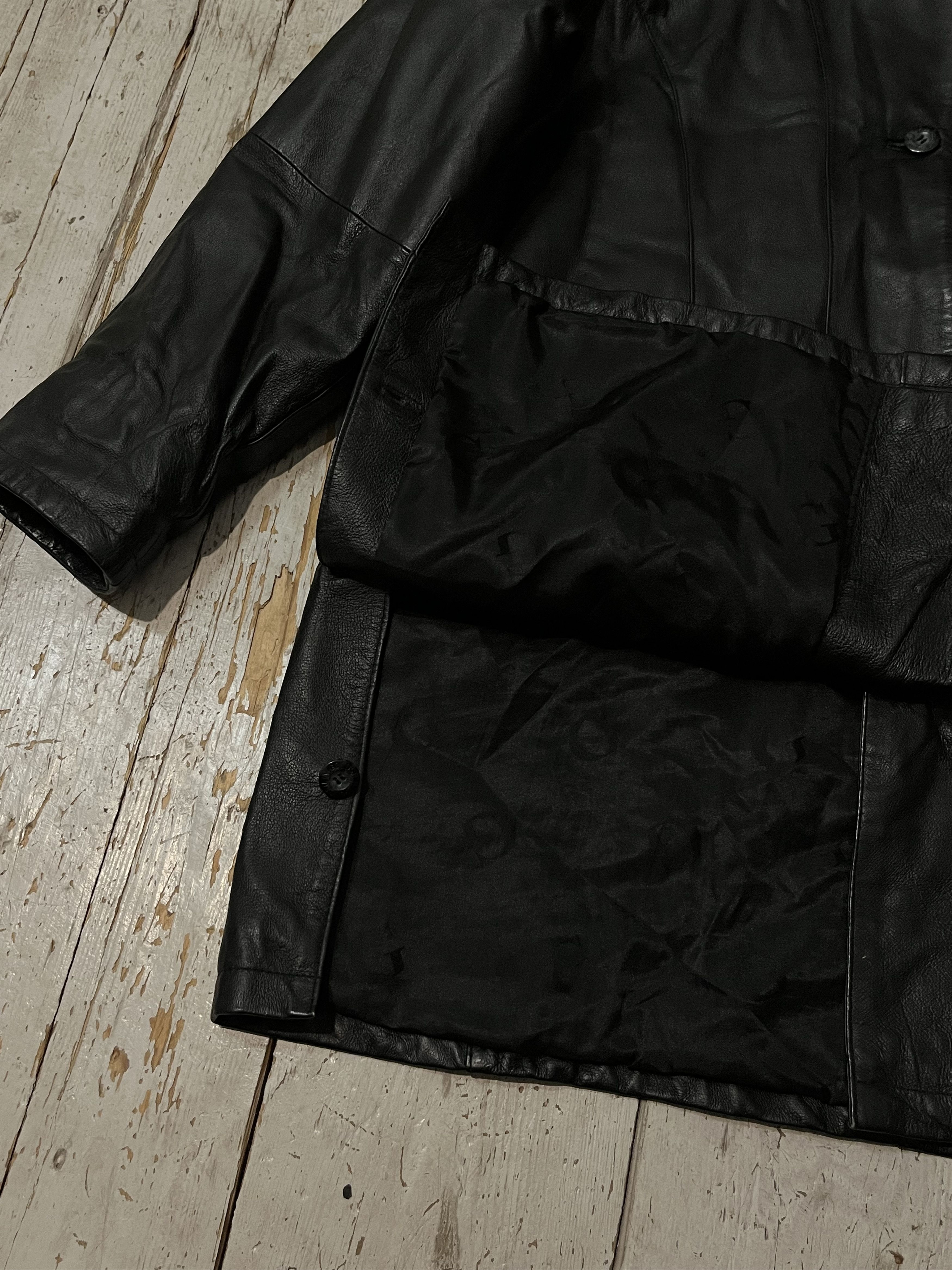Genuine Leather × Vintage 90s Opium Real Leather Vintage Coat Jacket Size US L / EU 52-54 / 3 - 8 Thumbnail