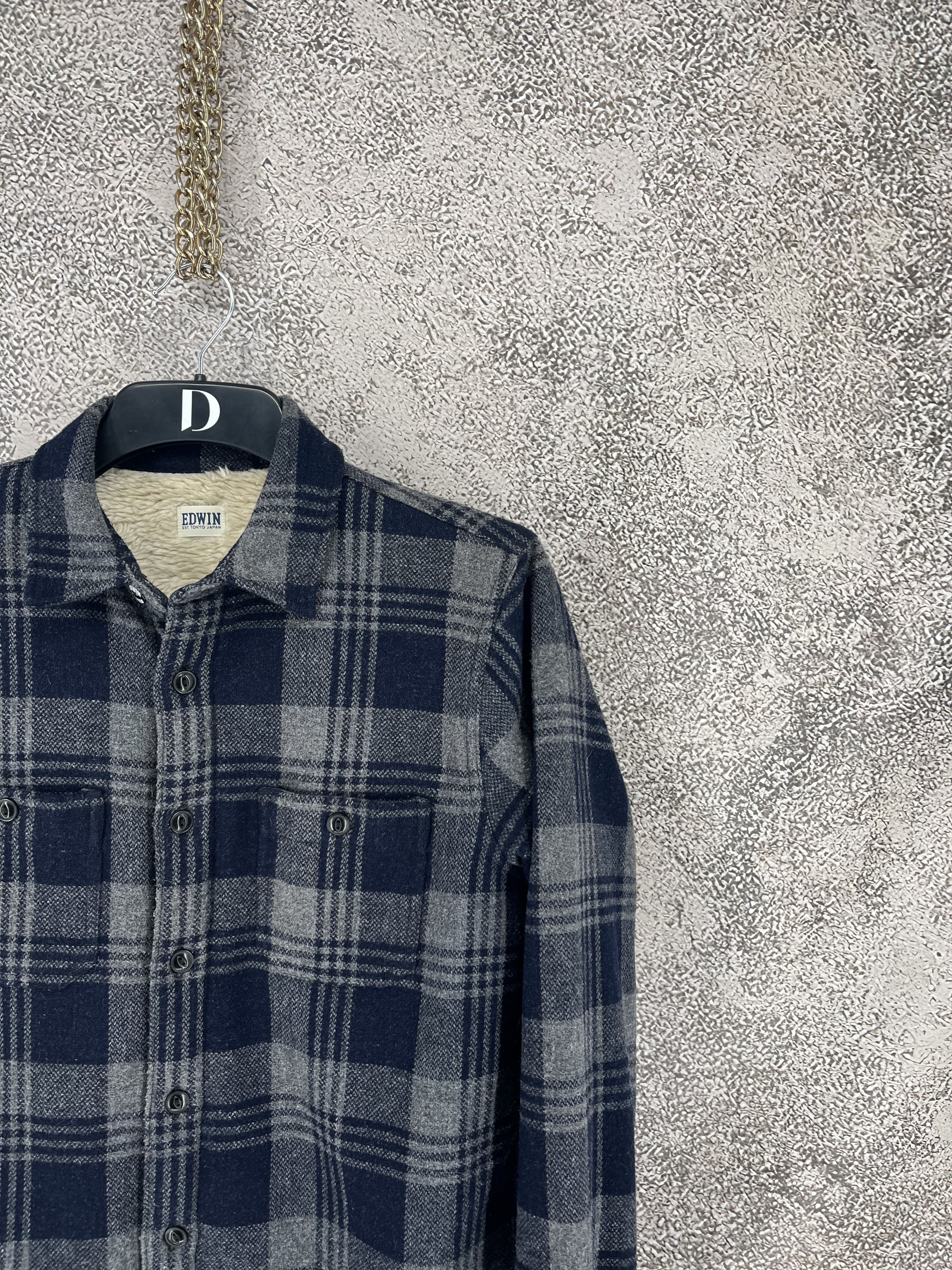 Edwin Edvin Sherpa-Lined Flannel Shirt Jacket Men’s Size-M Size US M / EU 48-50 / 2 - 5 Thumbnail