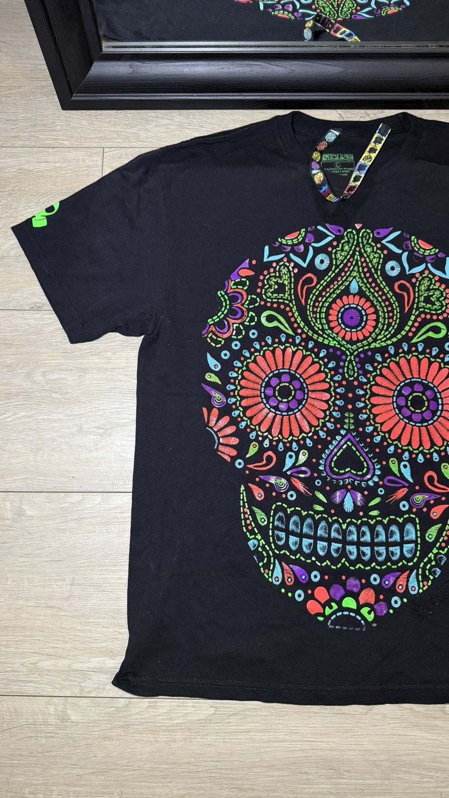 Affliction Y2K 2000s Skull Day Of The Dead Black Light Big Logo Shirt Size US L / EU 52-54 / 3 - 2 Thumbnail