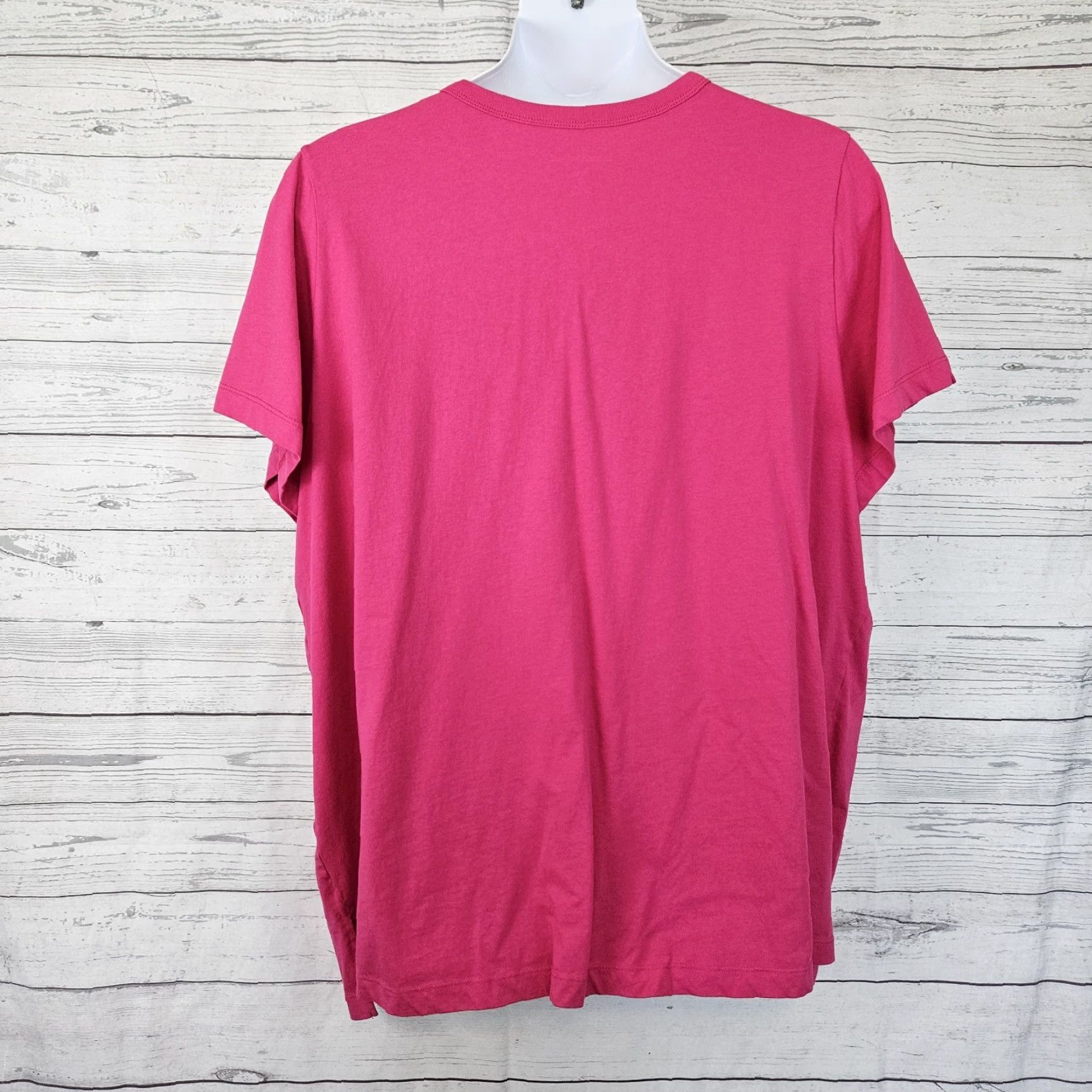Vintage VINTAGE? No. Woman Within Womens Top 3X Pink Cotton Short Sleeve V-Neck Shirt Womens Plus Size 3X Pink Cotton V-Neck Short Sleeve Shirt Size XXL / US 16-18 / IT 52-54 - 3 Thumbnail