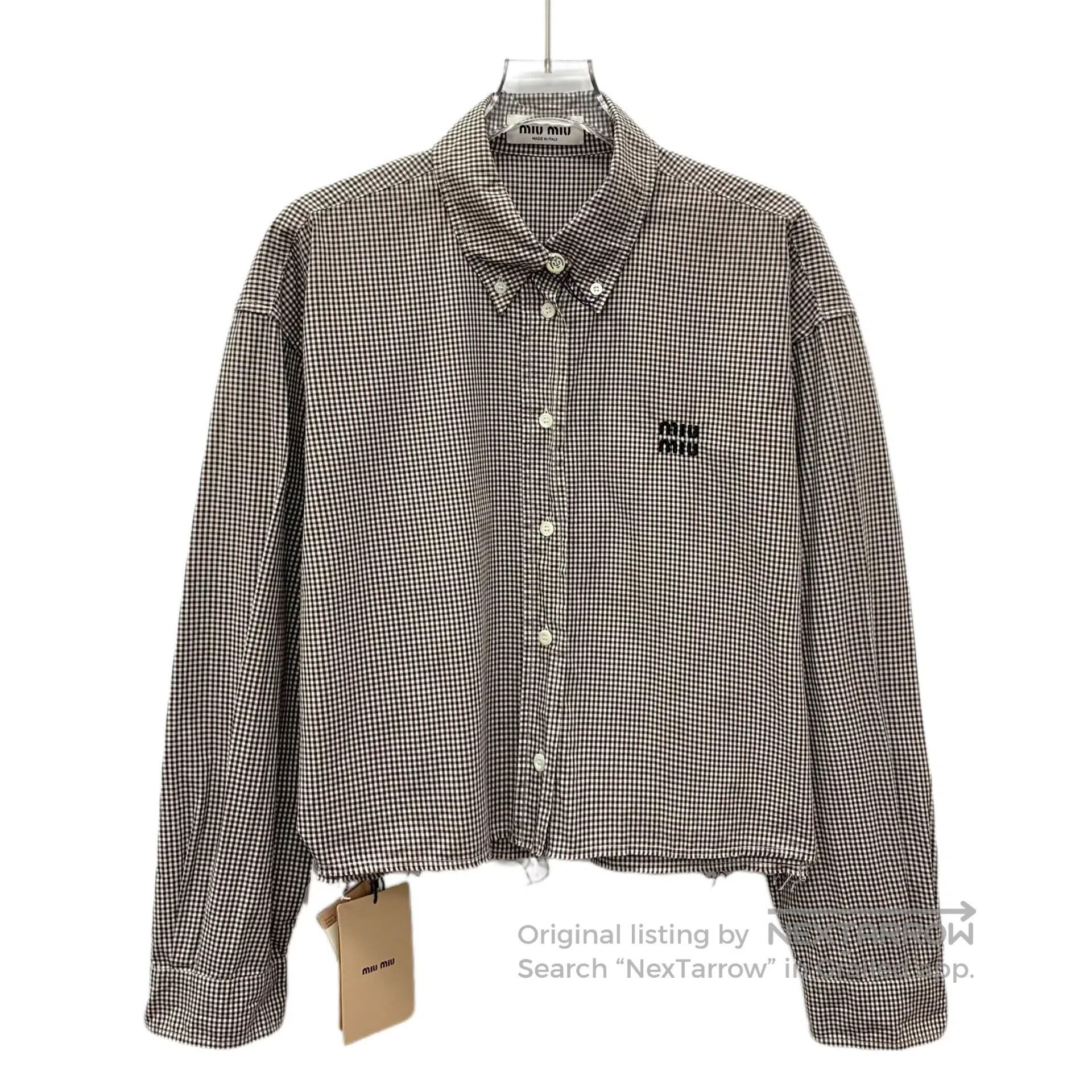Miu Miu Miu Miu Caramel checkered logo letter embroidery cotton la Size S / US 4 / IT 40 - 1 Thumbnail