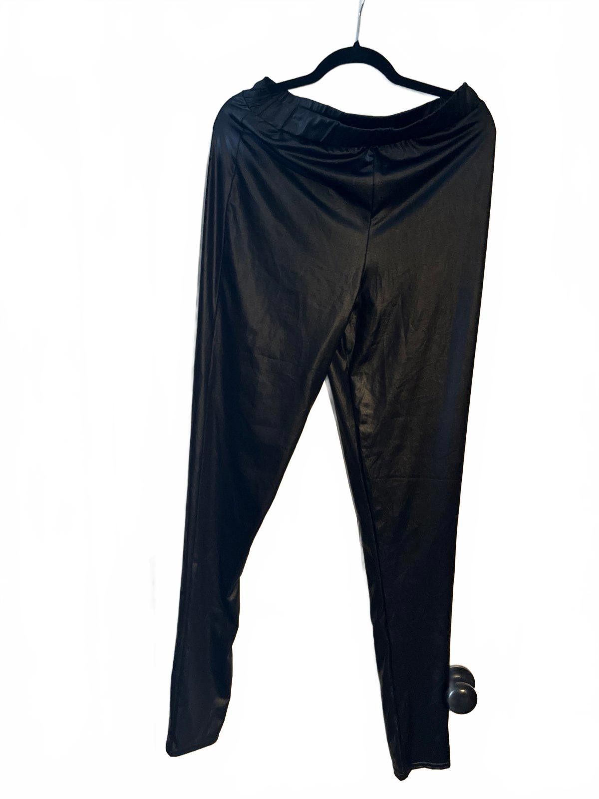 Designer Long Tall Sally Black Faux Leather Leggings - UK 14 Size 36" / US 14 / IT 50 - 1 Thumbnail