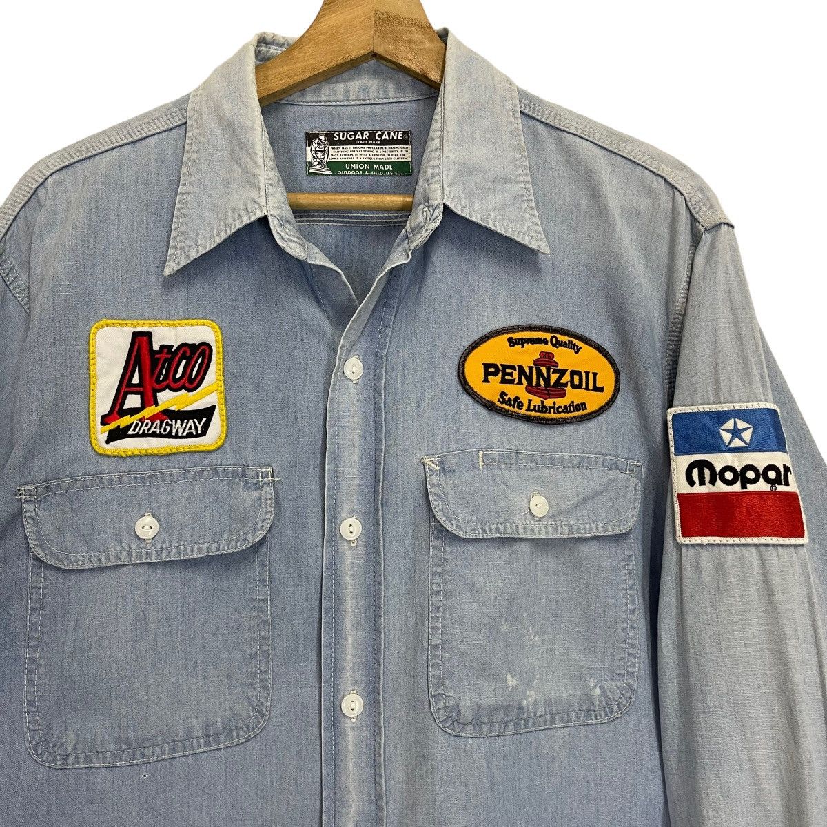 Sugar Cane Vintage 90s Sugar Cane Big Logo Button Ups Denim Tee Size US M / EU 48-50 / 2 - 7 Thumbnail