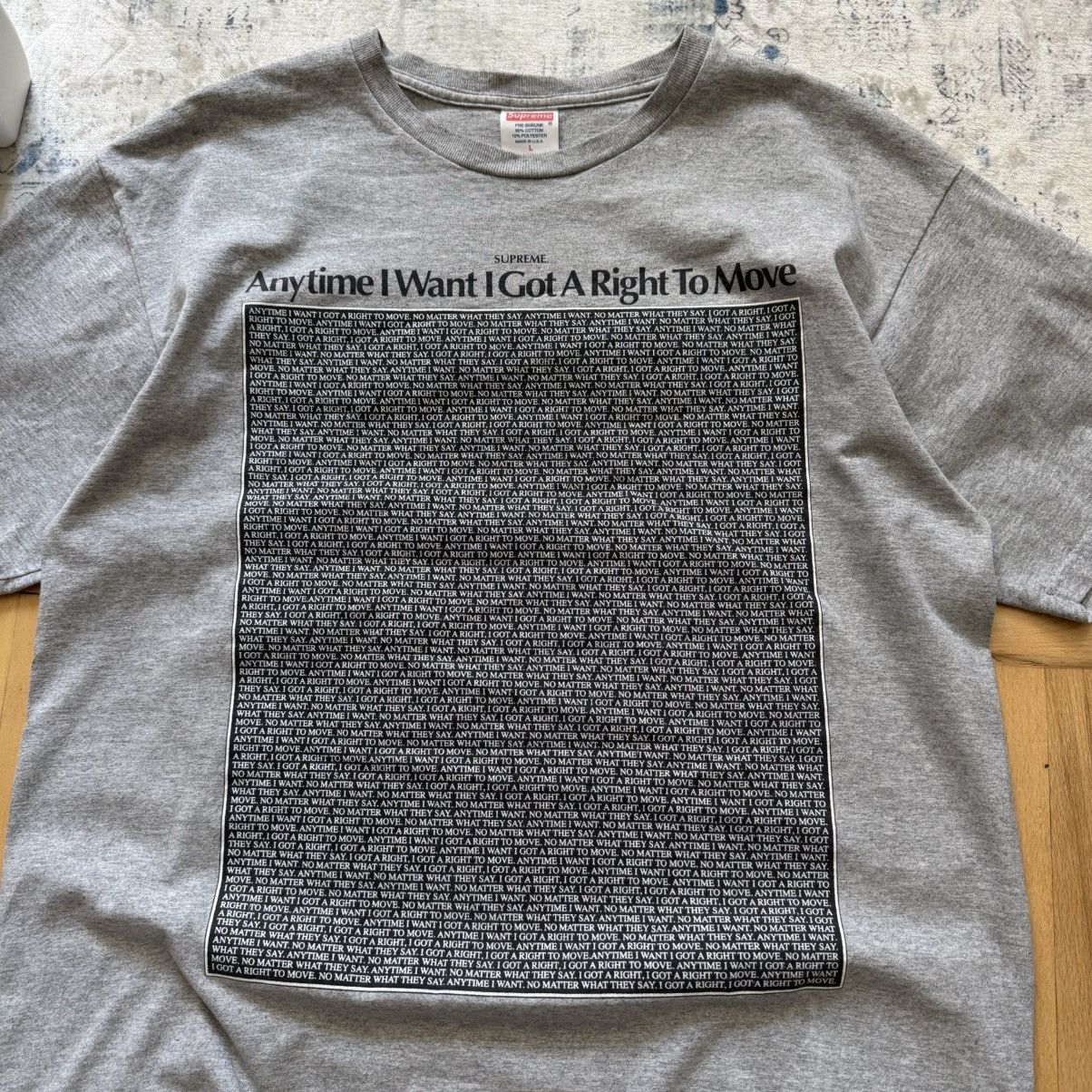 Supreme Supreme 2011 Anytime I Want I Got A Right To Move T Shirt Size US L / EU 52-54 / 3 - 2 Thumbnail