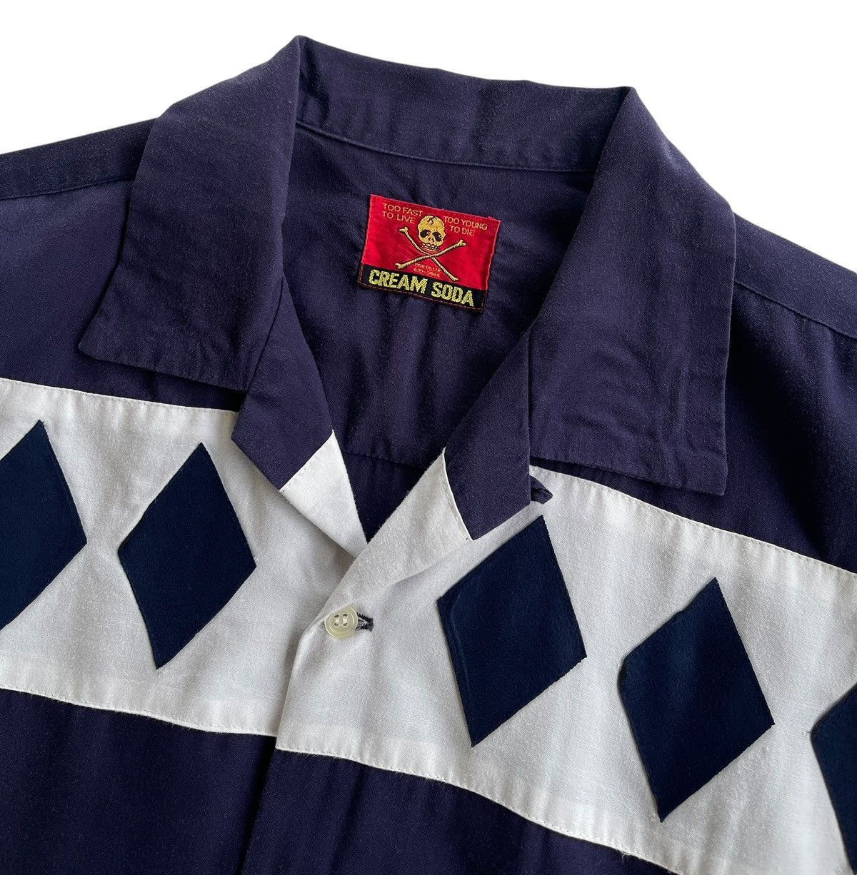 Japanese Brand Cream Soda Diamond Rockabilly Rayon Shirt Size US XL / EU 56 / 4 - 3 Thumbnail
