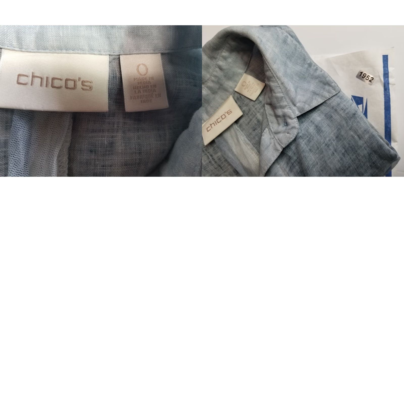 Vintage Chicos Button-Up Blouse 0 Small Linen Blue Lightweight Easter Back Detail Women Womens Size XS / US 0-2 / IT 36-38 - 9 Thumbnail
