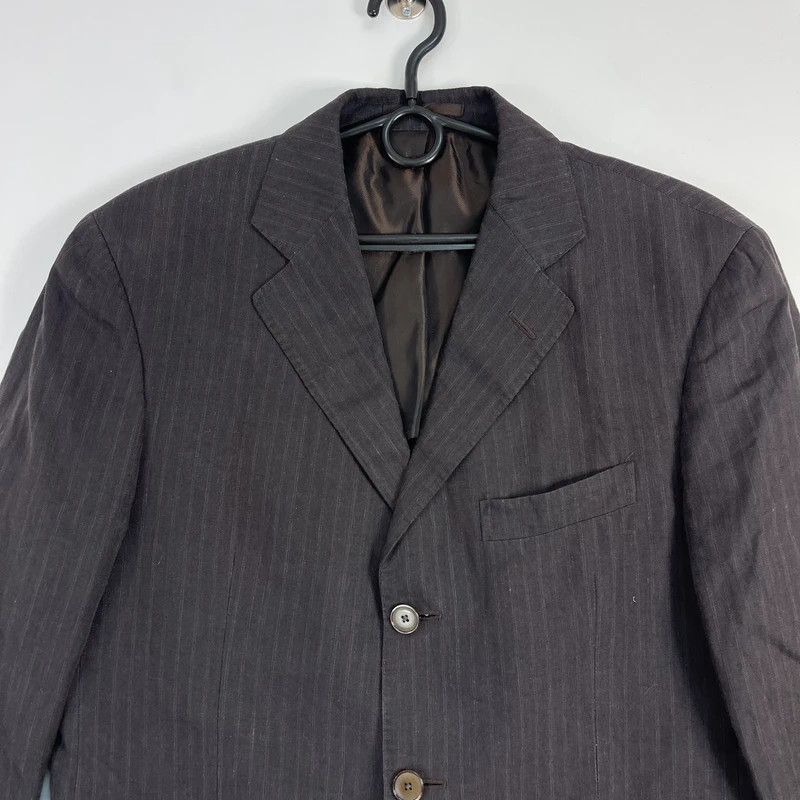 Boglioli Boglioli Italia Brown Pinstripe Linen Blazer Made In Italy Size 48R - 4 Thumbnail
