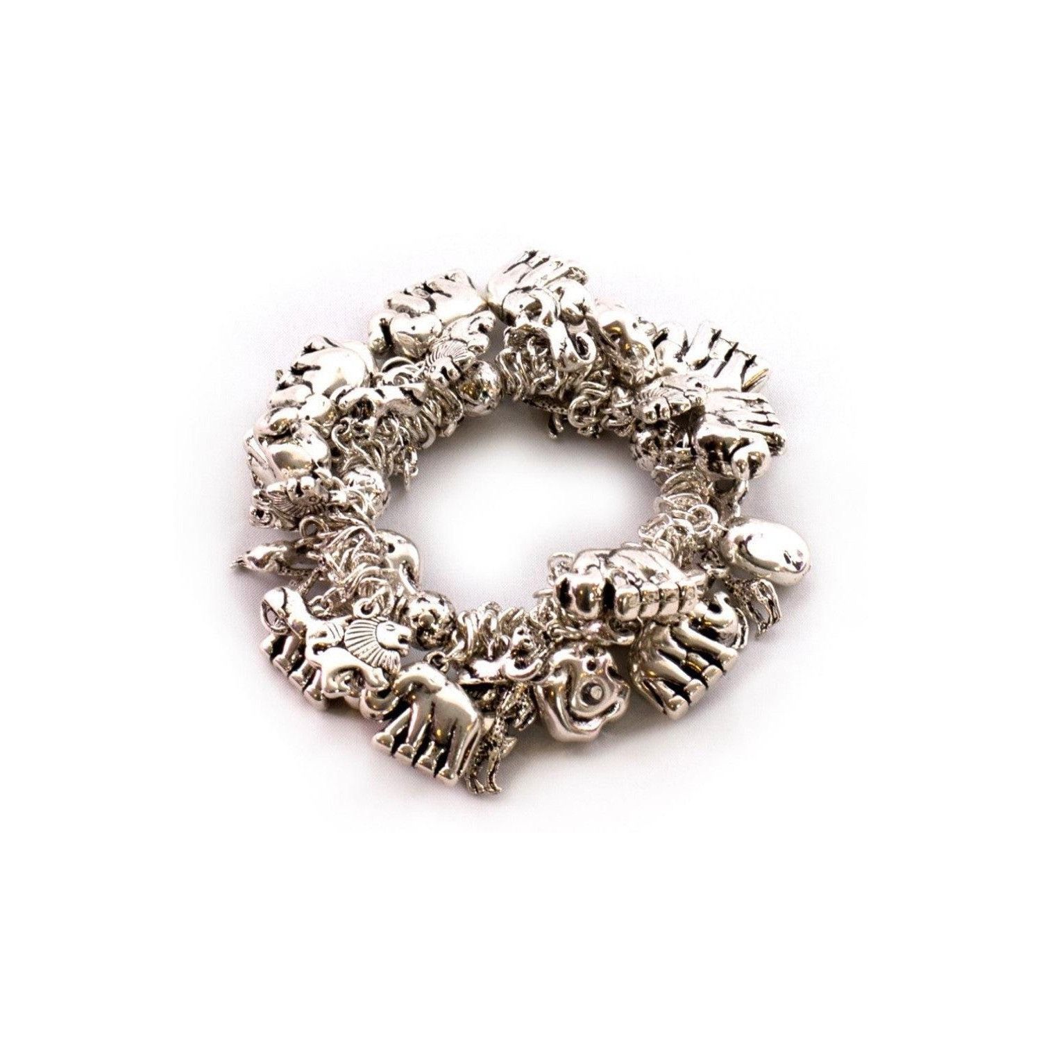 Vintage Safari Stretch Charm Bracelet Silver Size ONE SIZE - 1 Preview