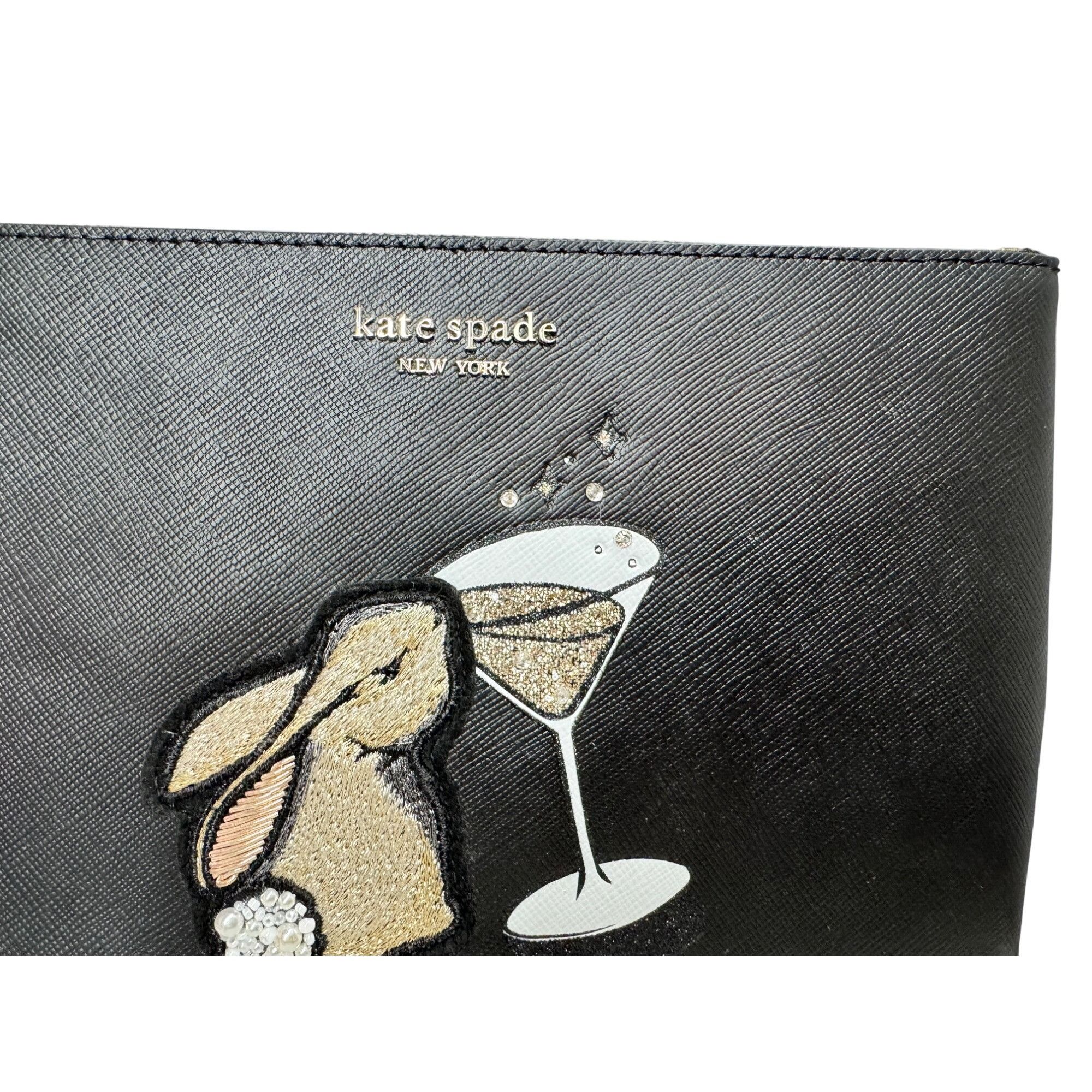 Kate Spade Kate Spade New York Black Bunbun Embroidered Saf Pouch Wrist Size ONE SIZE - 4 Thumbnail
