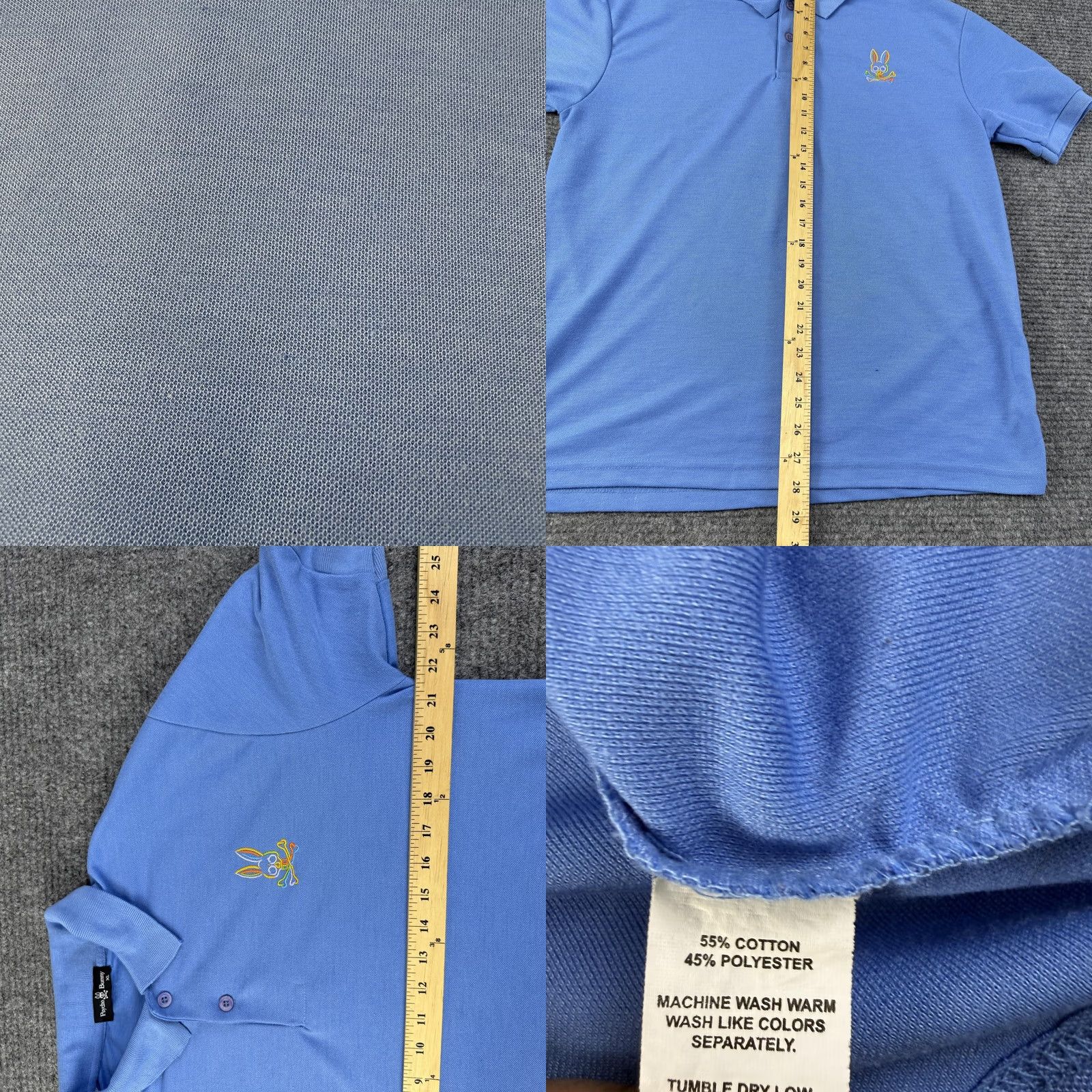 Psycho Bunny Psycho Bunny Polo Shirt Mens XL Blue Solid Cotton Poly Pique Knit Logo Casual Size US XL / EU 56 / 4 - 8 Thumbnail