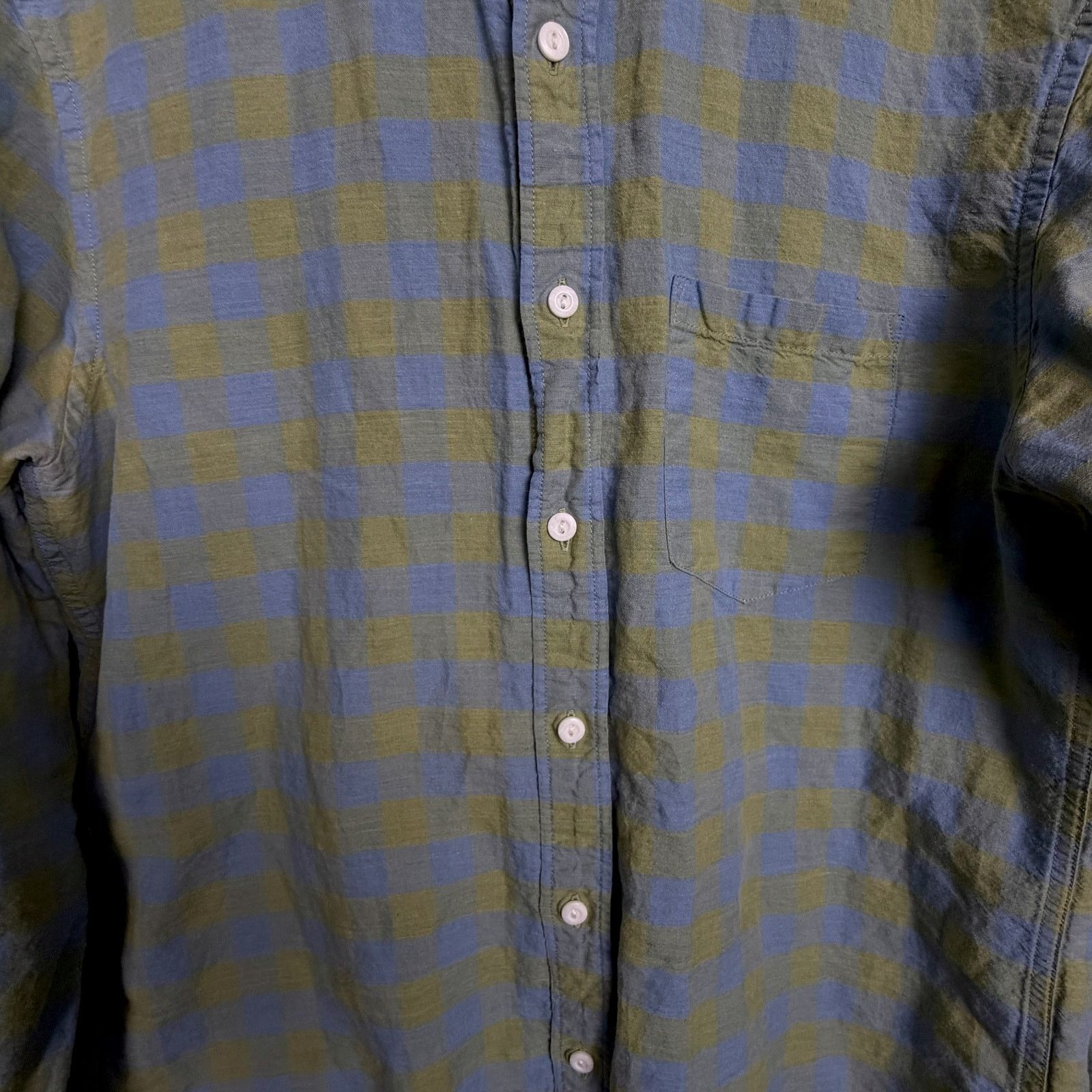 J.Crew J.Crew Men Medium Linen Blend Green Check Baird McNutt Shirt Size US M / EU 48-50 / 2 - 5 Thumbnail