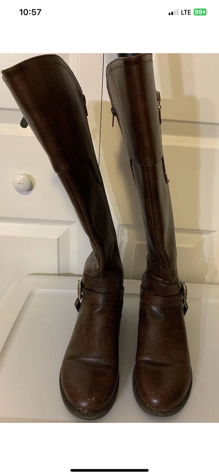Guess G by Guess womens sz 9M tall riding boots faux leather zip Size US 9 / IT 39 - 2 Thumbnail