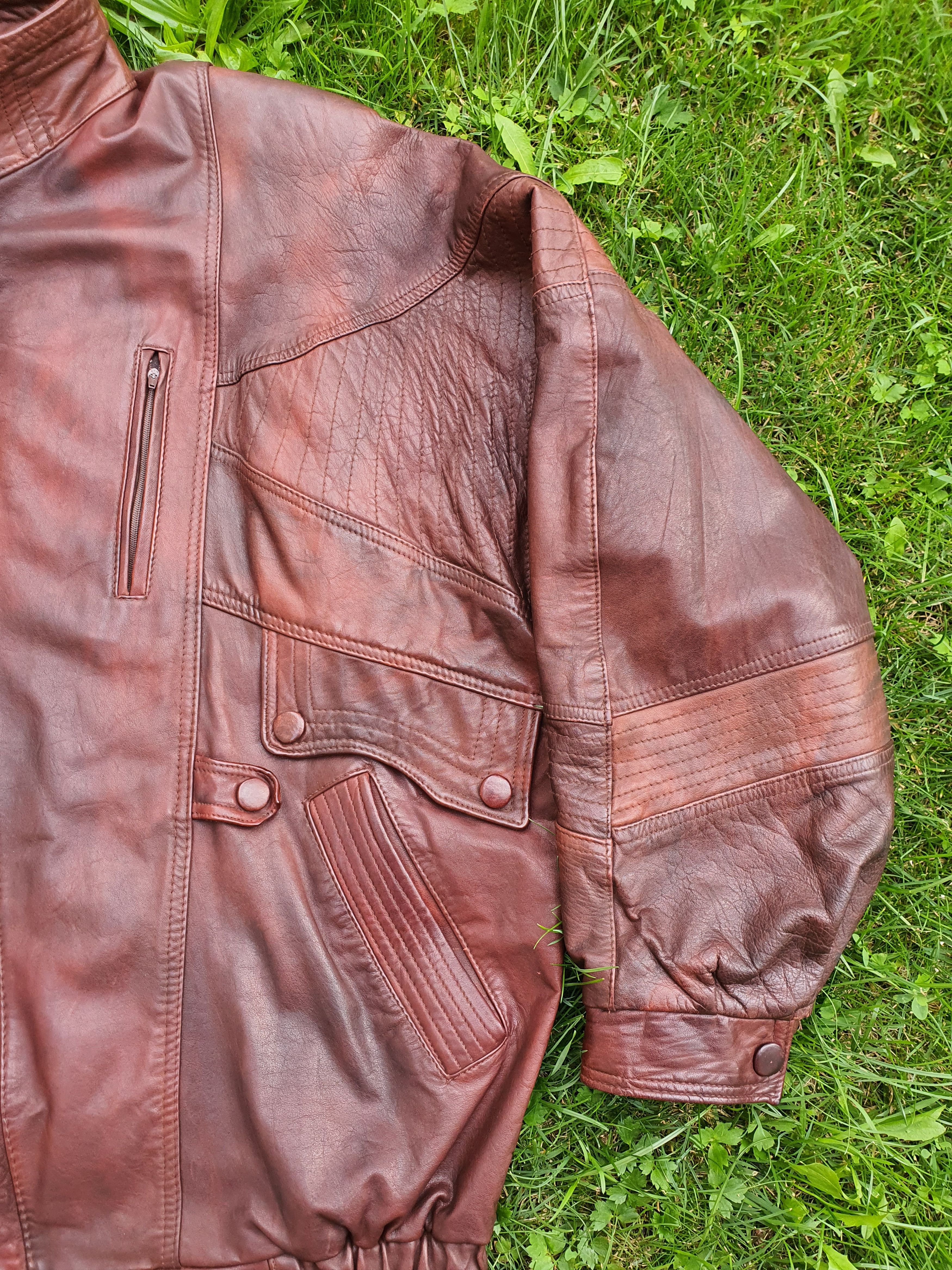 Genuine Leather × Vintage Vintage Boxy Leather Jacket Size US L / EU 52-54 / 3 - 7 Thumbnail