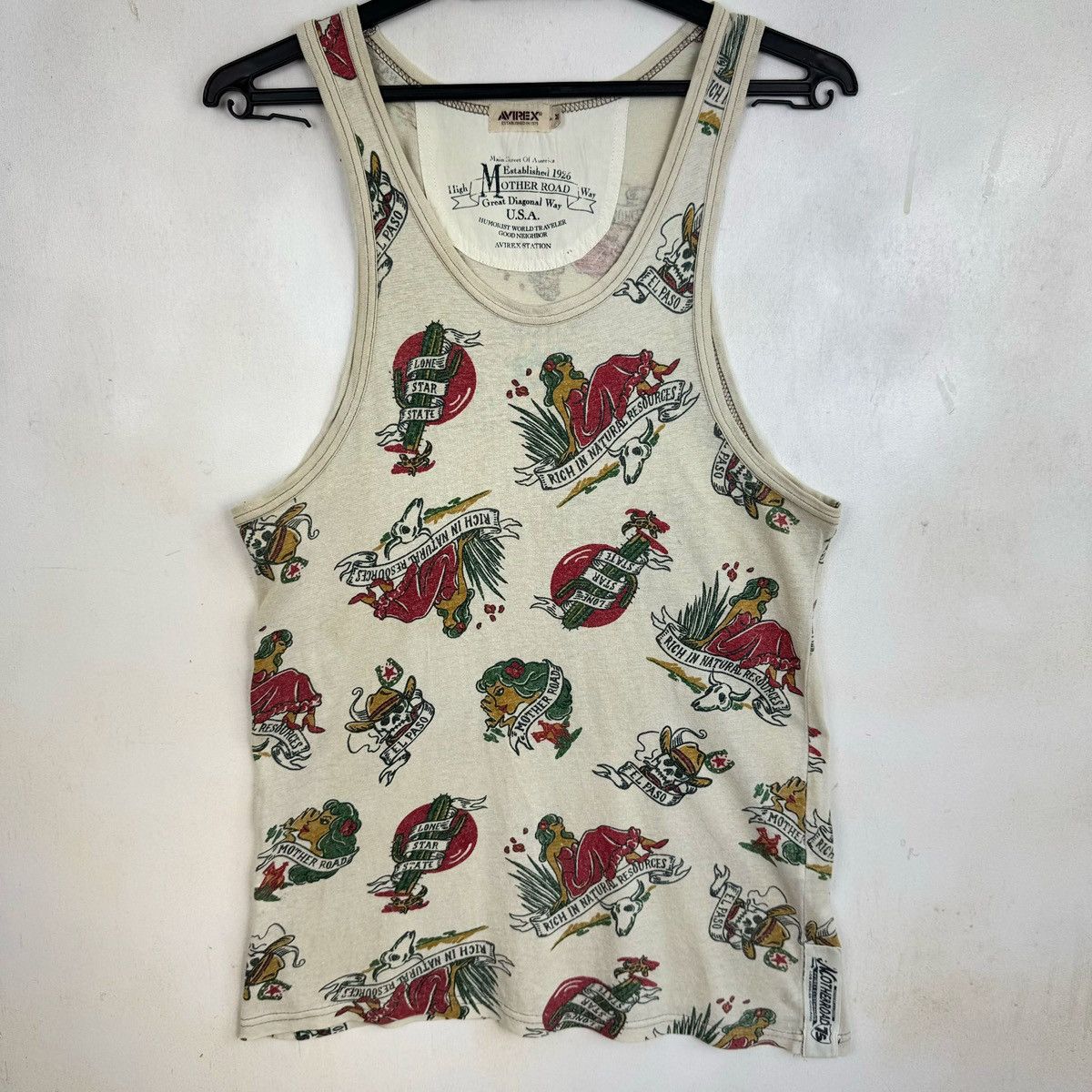 Avirex × Vintage Avirex Mother Road All Over Print Sleeveless Tank Top Size US M / EU 48-50 / 2 - 2 Thumbnail