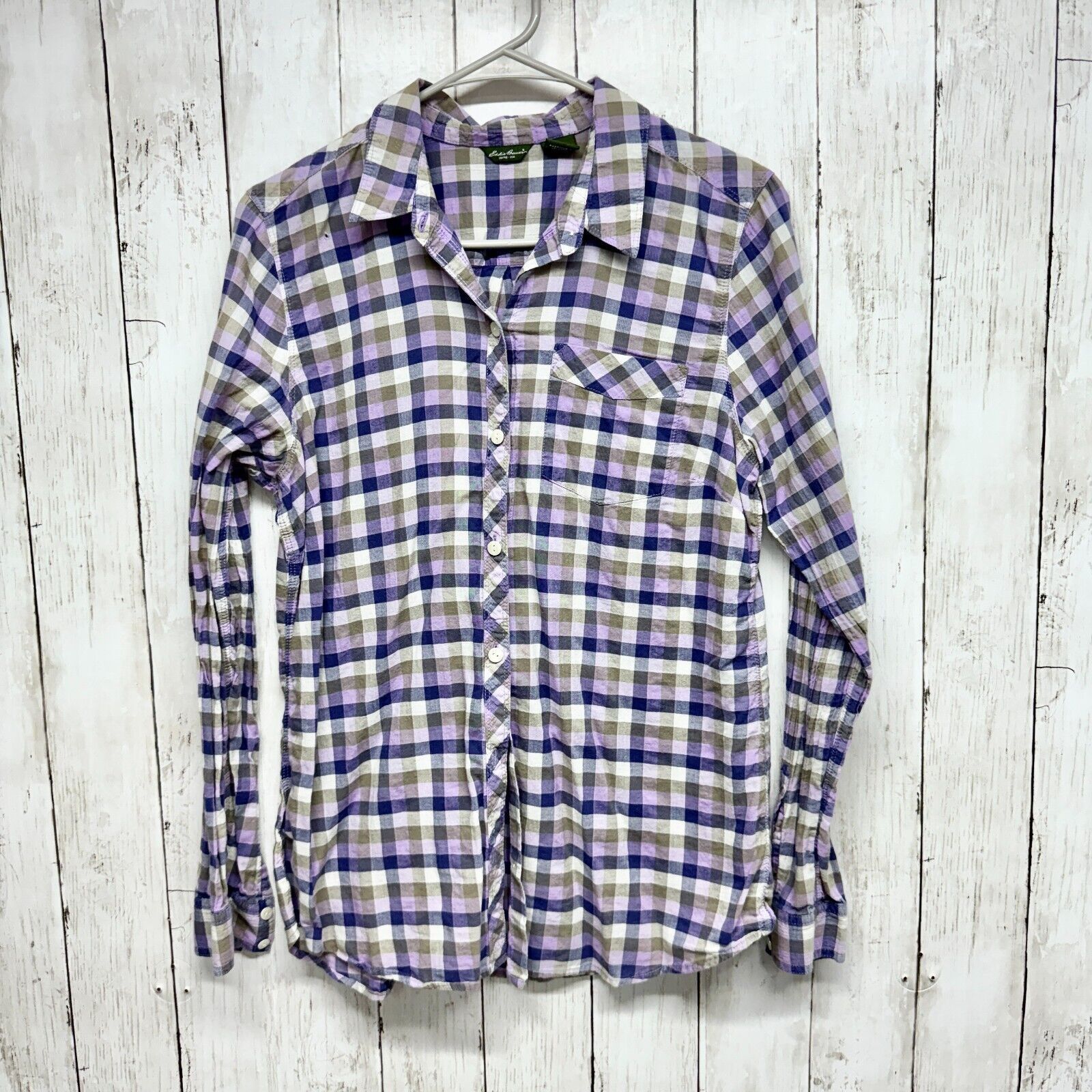 Eddie Bauer Eddie Bauer Shirt Medium Purple Plaid Flannel Long Sleeve Size M / US 6-8 / IT 42-44 - 1 Thumbnail