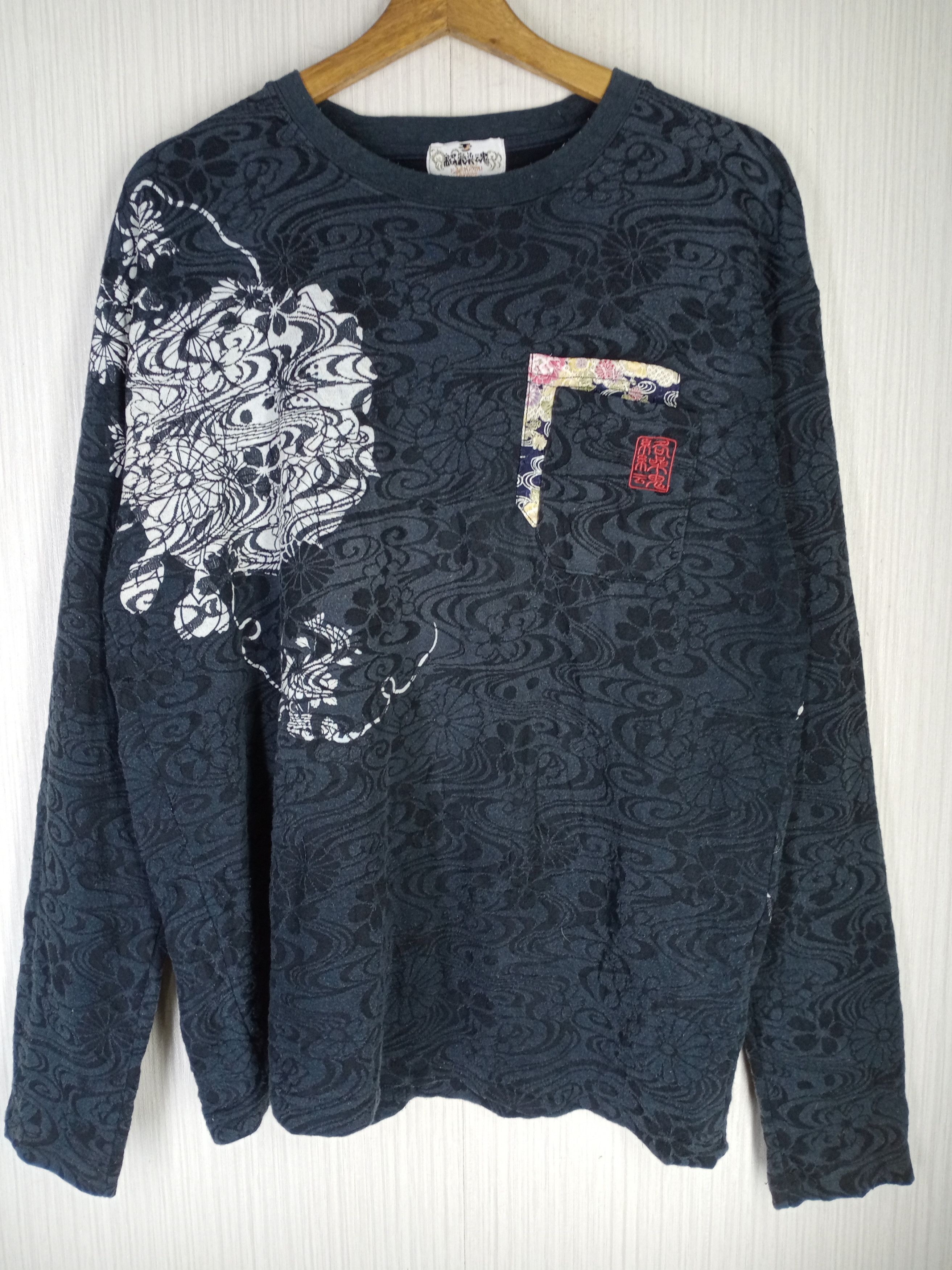 Karakuri Tamashii Rare Vintage Karakuri Tamashi Fullprint Long Sleeve Tshirt Size US XL / EU 56 / 4 - 2 Thumbnail