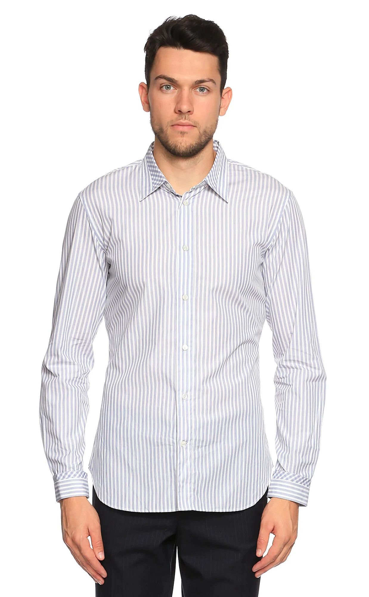 Viktor & Rolf VIKTOR & ROLF Monsieur slim fit white blue striped shirt Size US L / EU 52-54 / 3 - 2 Thumbnail