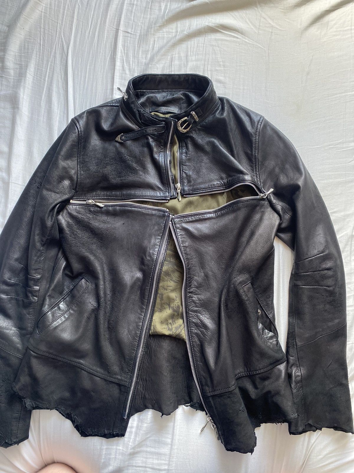14th Addiction 14th addiction crosszip leather jacket | Grailed