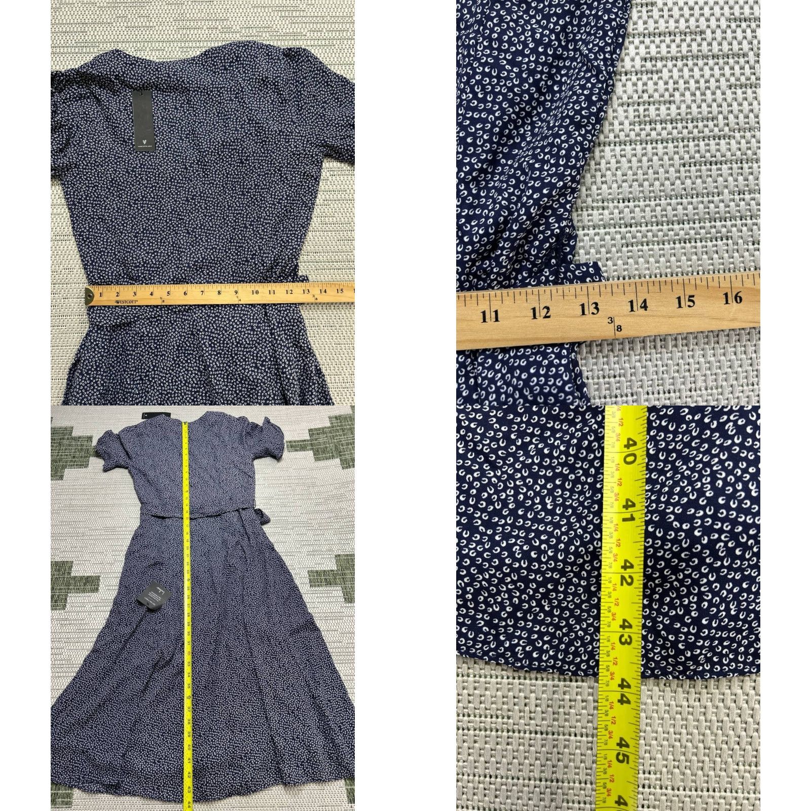 Lulus Lulus Dress XS Blue White Polka Dot Blouson Wrap Midi V-Neck Short Sleeve Party/Cocktail A-Line Ladies Womens Size XS / US 0-2 / IT 36-38 - 8 Thumbnail