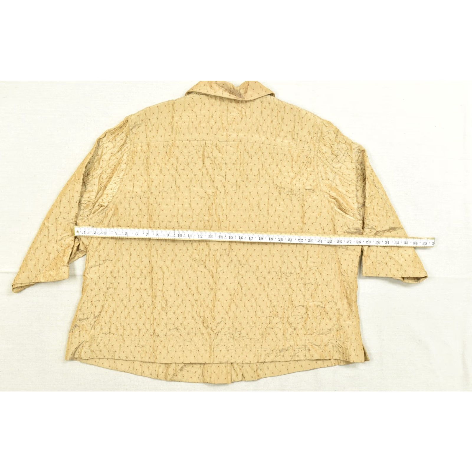 Vintage Lane Bryant Blouse Shirt Women 26 Plus Tan Crinkle Textured Button Front Long Sleeve Casual Size 4XL / US 24-26 - 3 Thumbnail