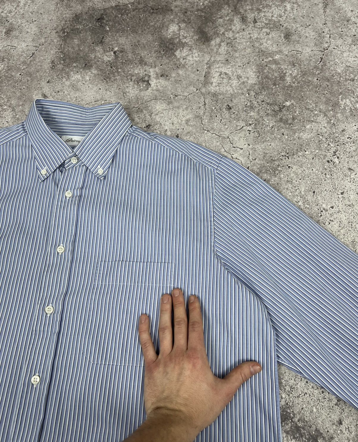 Brioni Brioni Striped Button Up Shirt Long Sleeeve Classic Size US XL / EU 56 / 4 - 8 Thumbnail