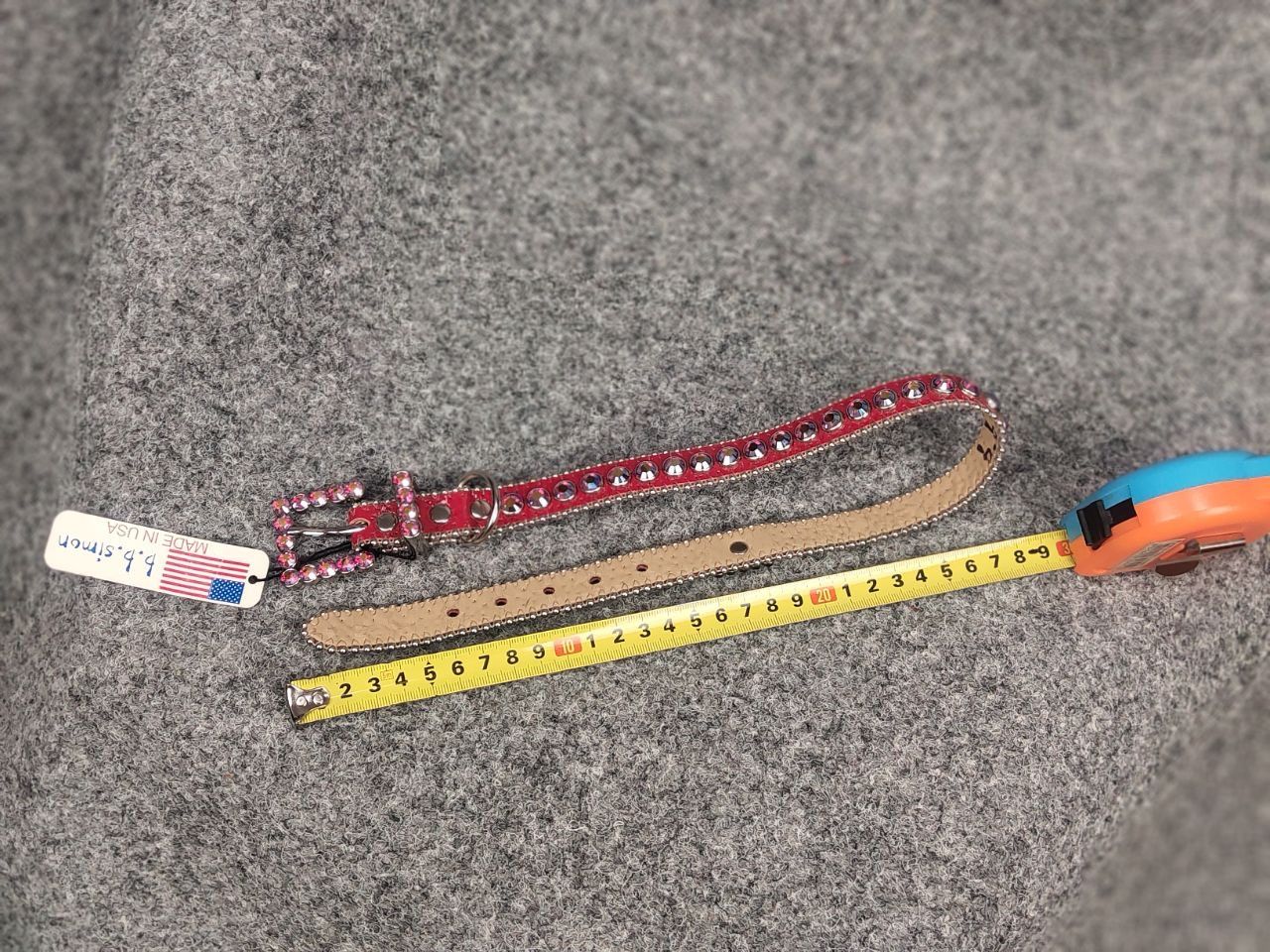 B.B.Simon Swarovski Crystal Red Leather collar Dog belt