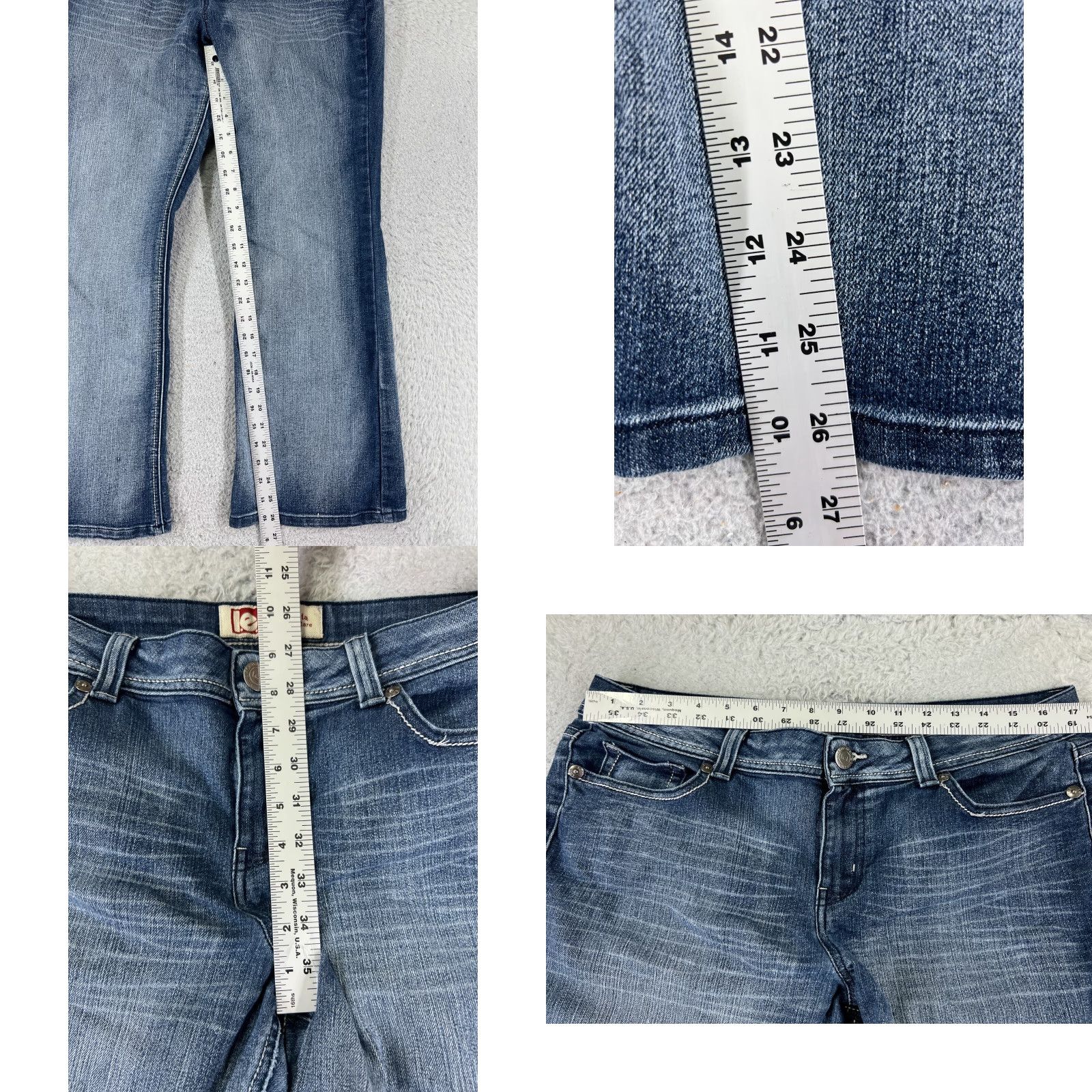 Vintage Maurices Jeans Womens 17 Blue Denim Flared Hipster 34x26 Cotton Stretch Distressed Medium Wash 5-Pocket Regular Rise Mens? Wait. Size 38" / US 16 / IT 52 - 8 Thumbnail